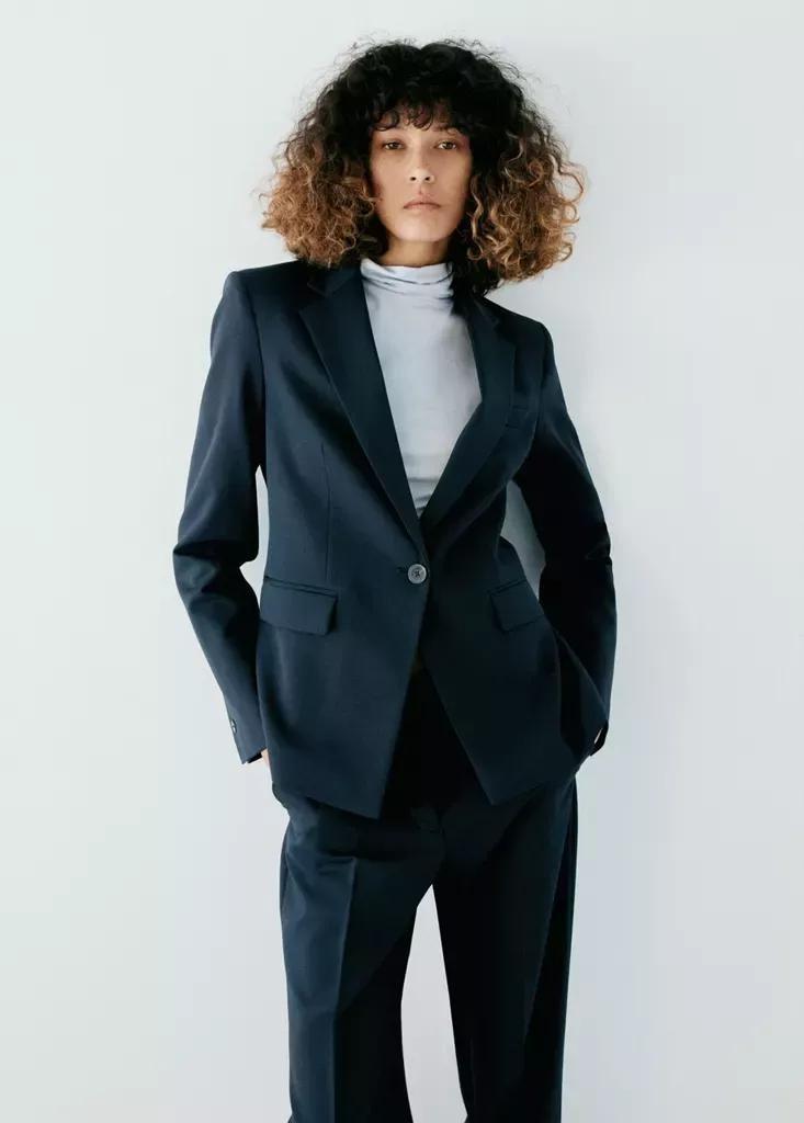 Navy Straight Suit Trousers, Navy, large image number 3
