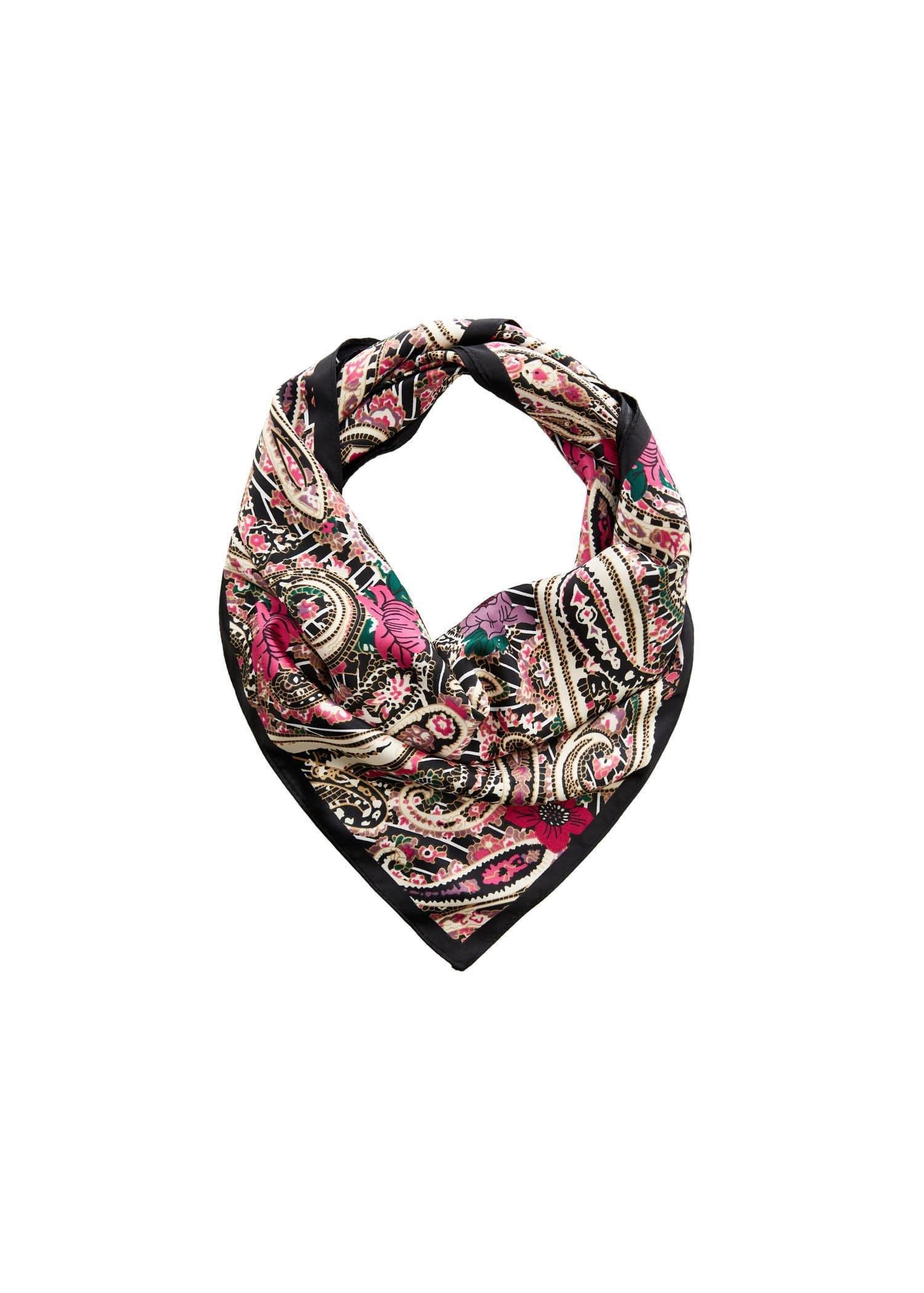 Black Paisley Print Scarf, , large image number 1