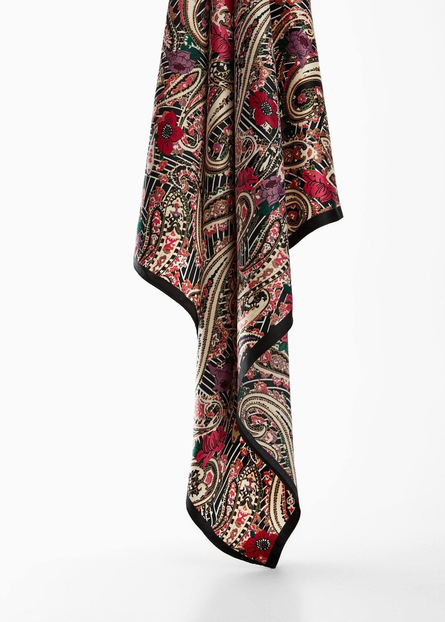 Black Paisley Print Scarf, , large image number 2