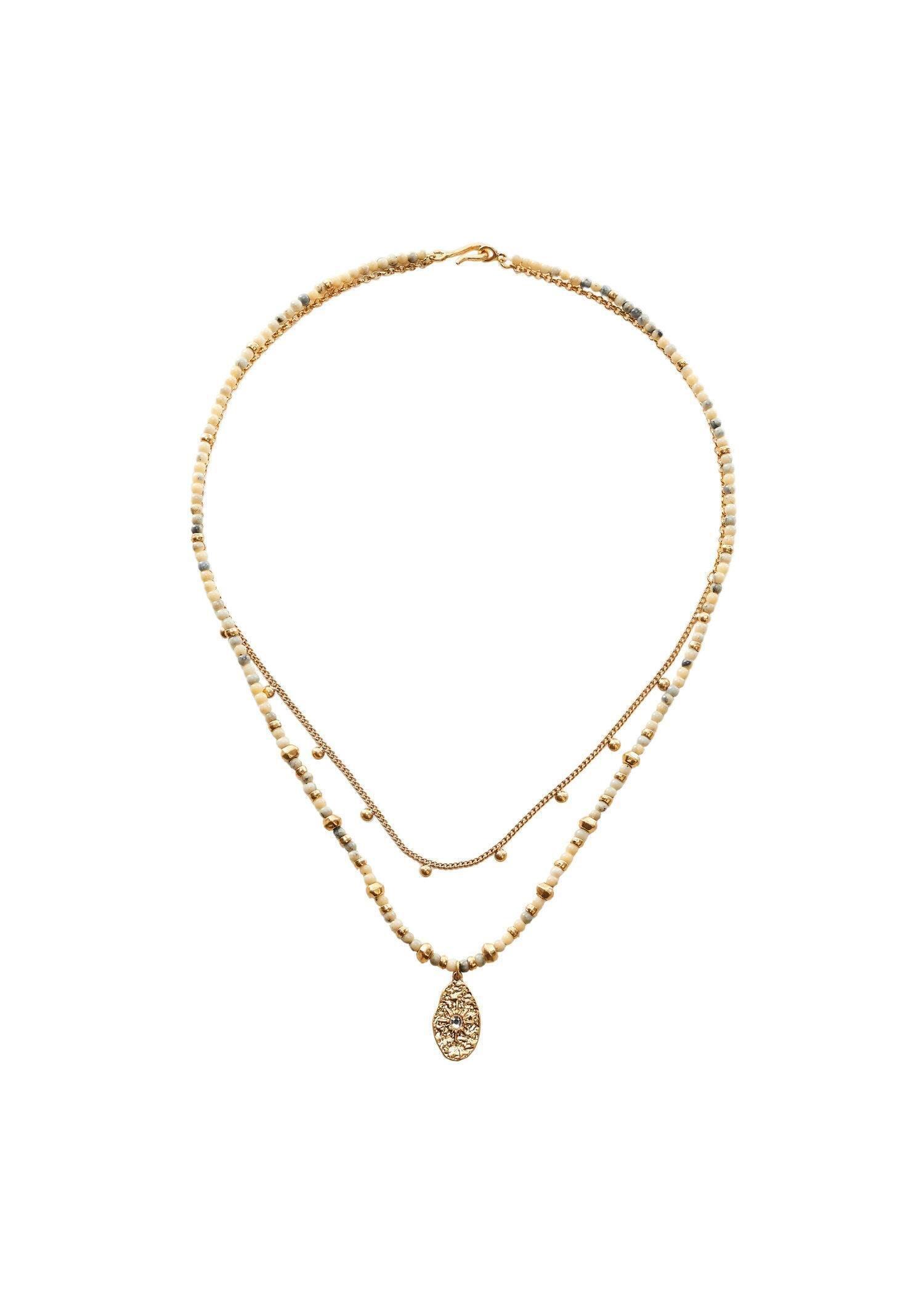gold Beaded double necklace, , large image number 0