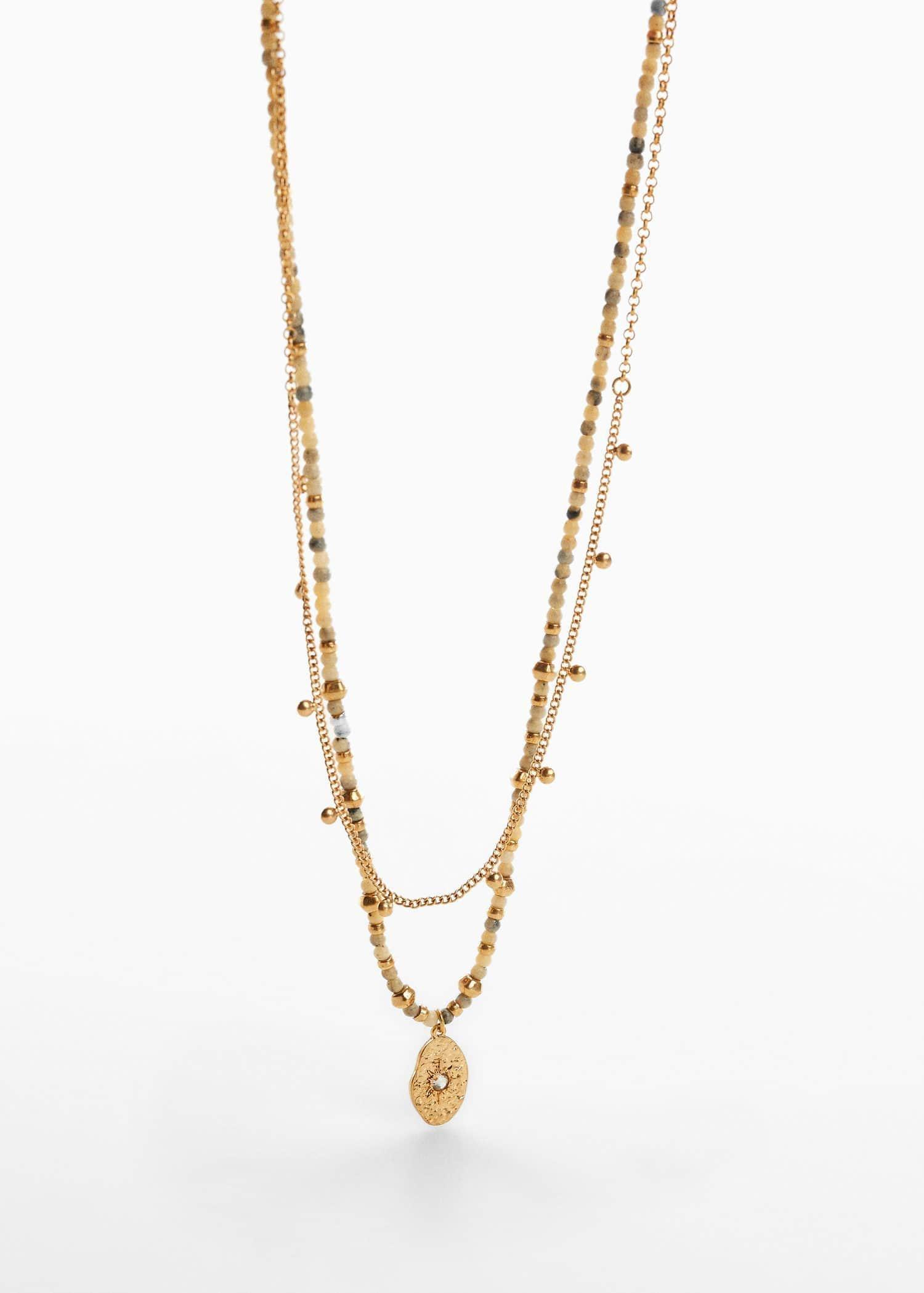 gold Beaded double necklace, , large image number 1