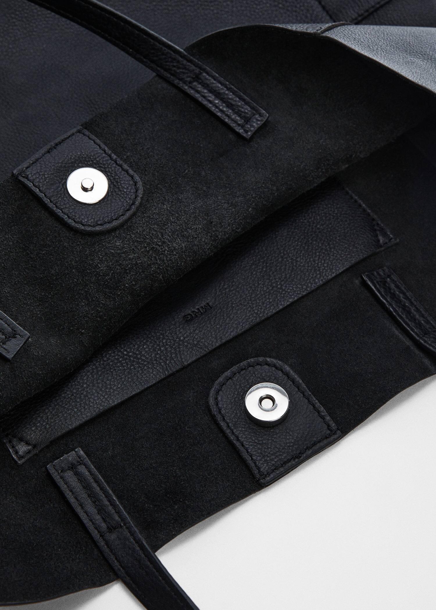 Black Leather Shopper Bag, , large image number 3