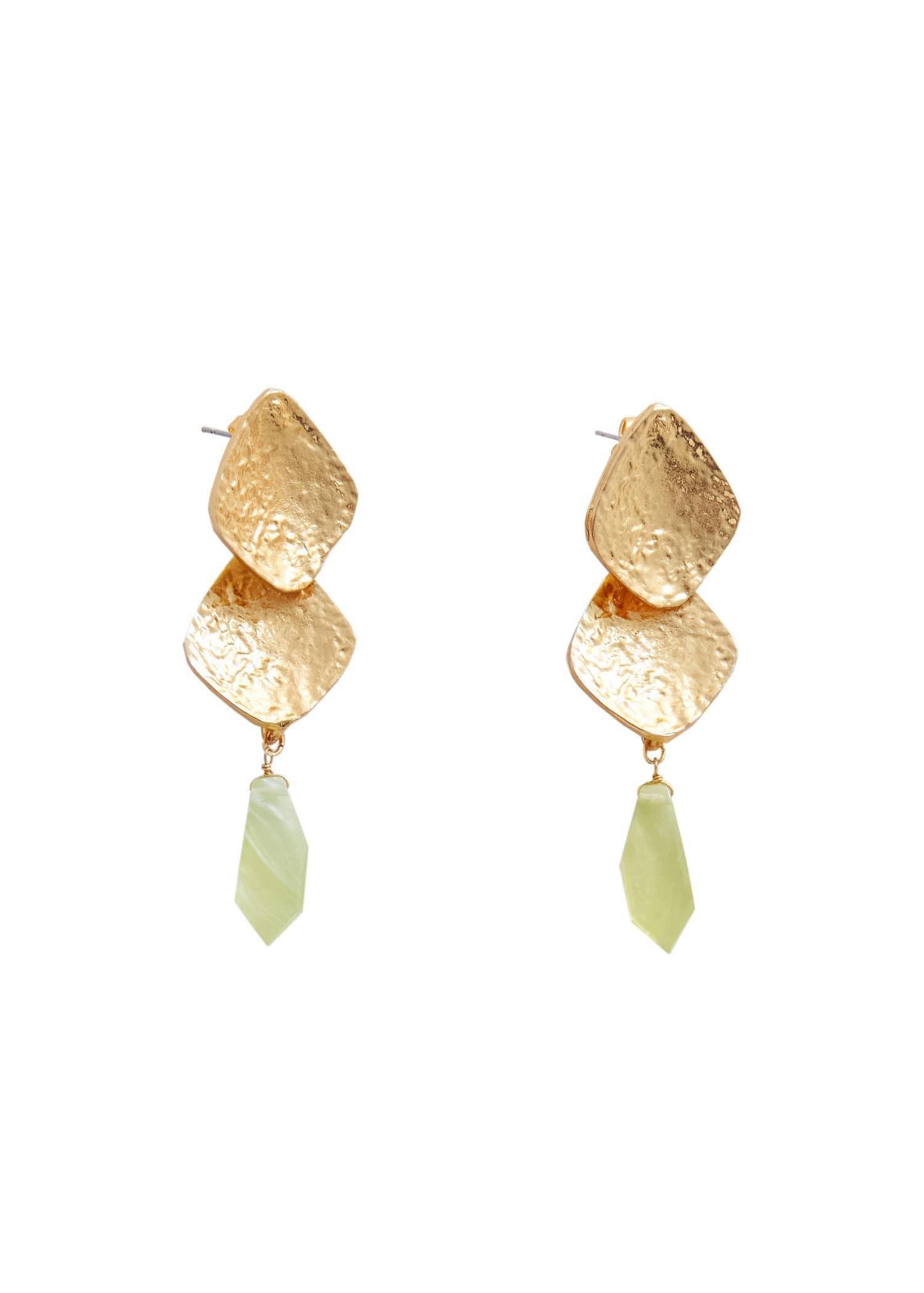 Gold Beaded Pendant Earrings, , large image number 0