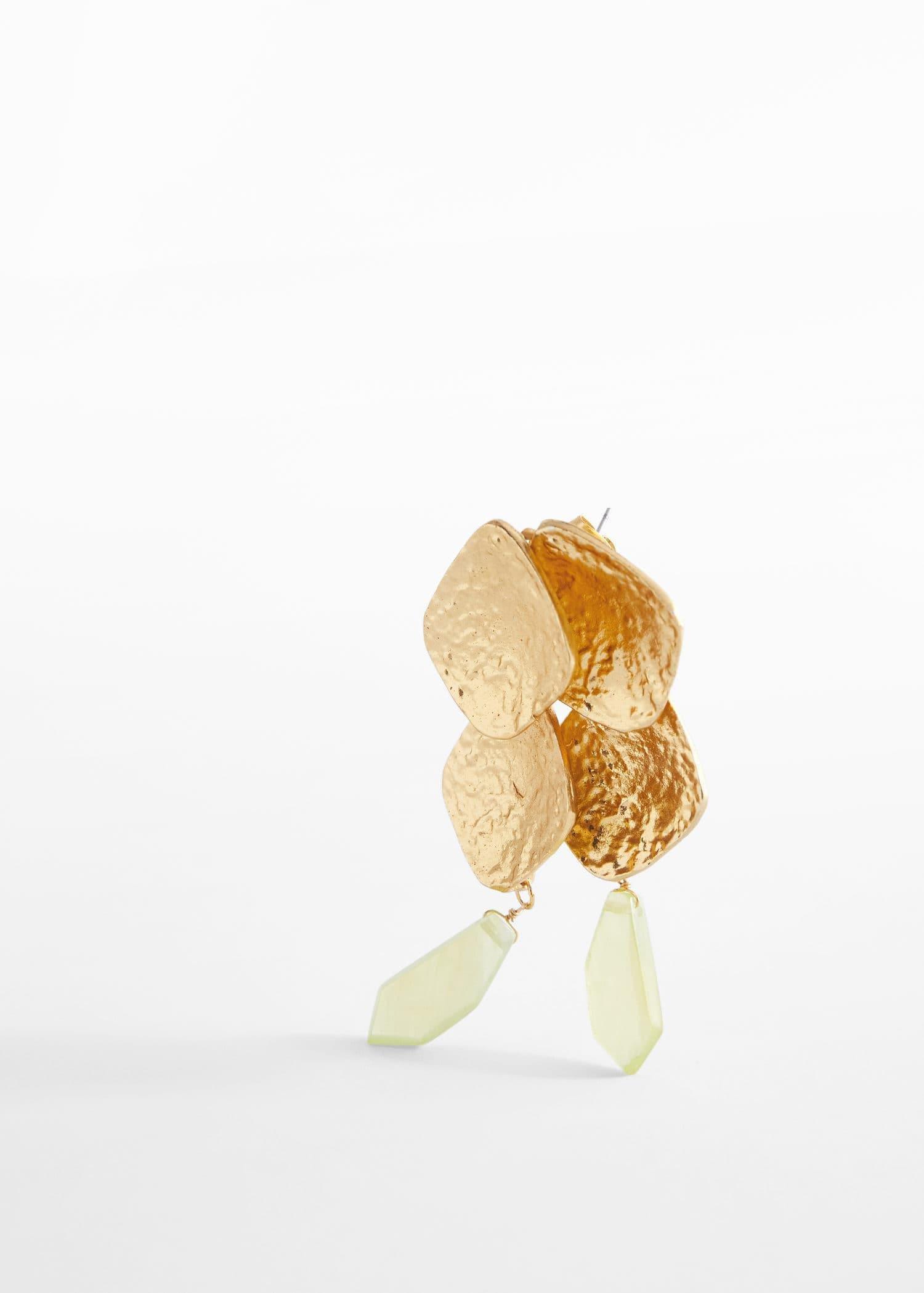 Gold Beaded Pendant Earrings, , large image number 2