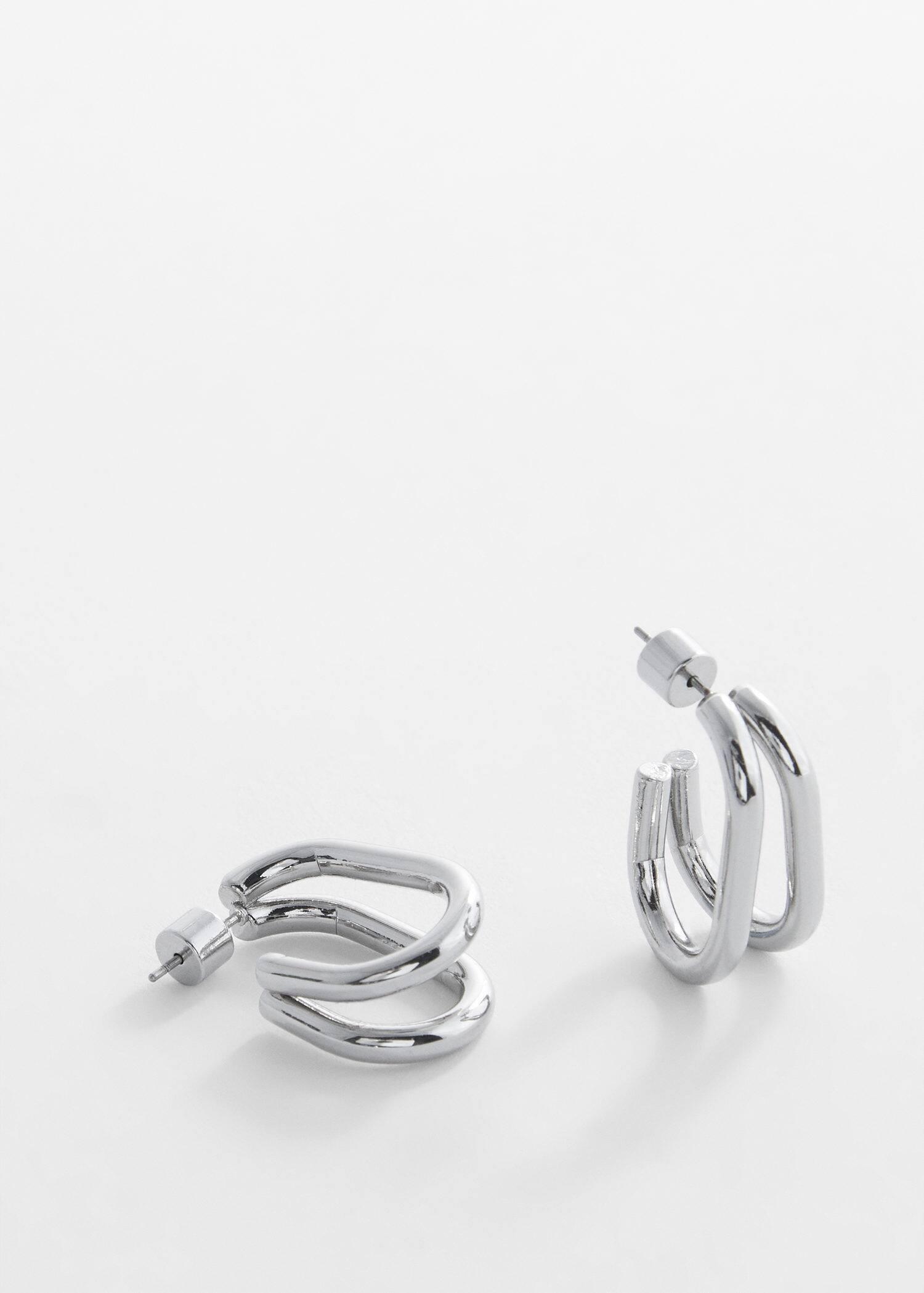 Silver Double Hoop Earrings, , large image number 0
