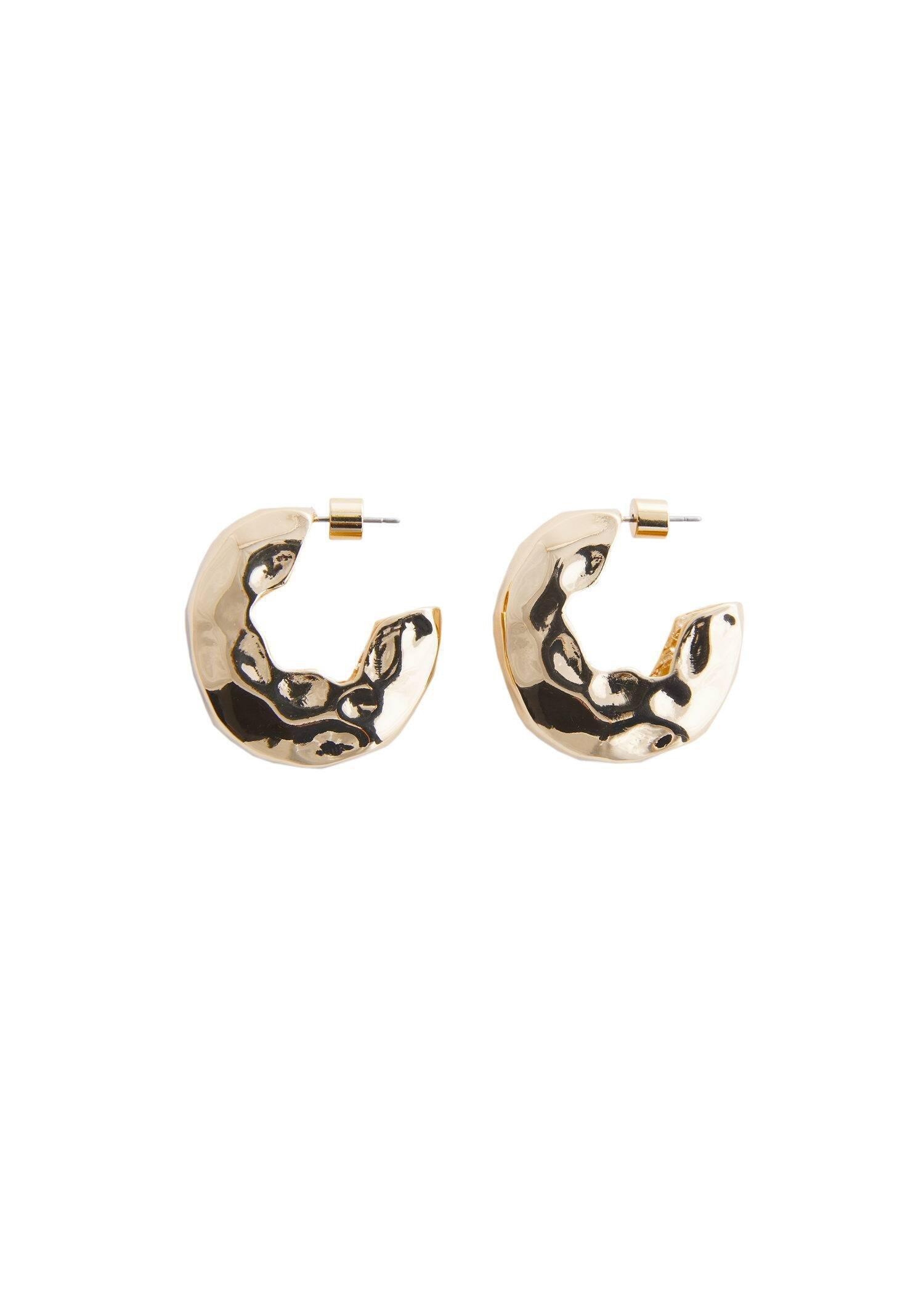 Gold Textured Hoop Earrings, , large image number 0