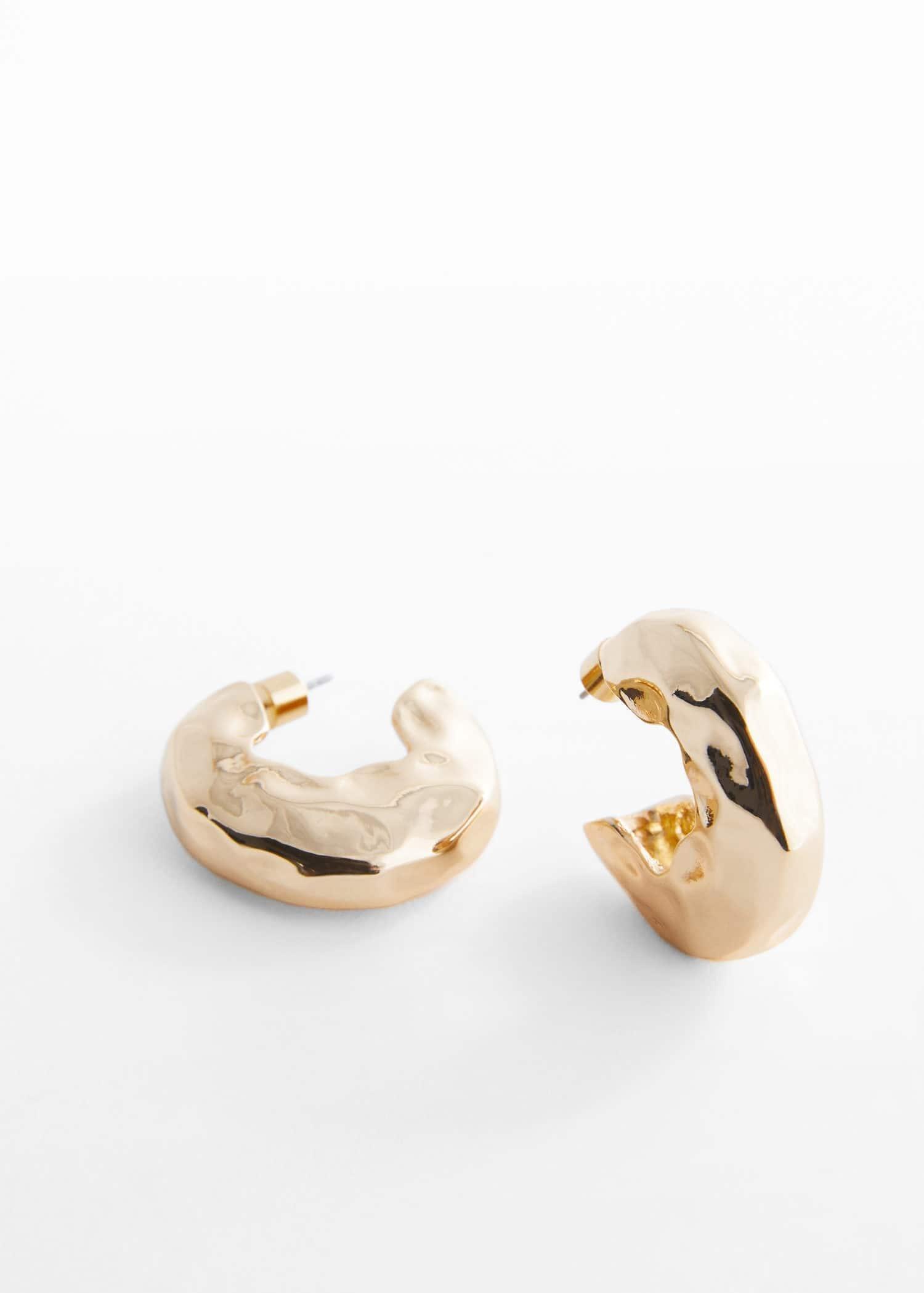 Gold Textured Hoop Earrings, , large image number 1