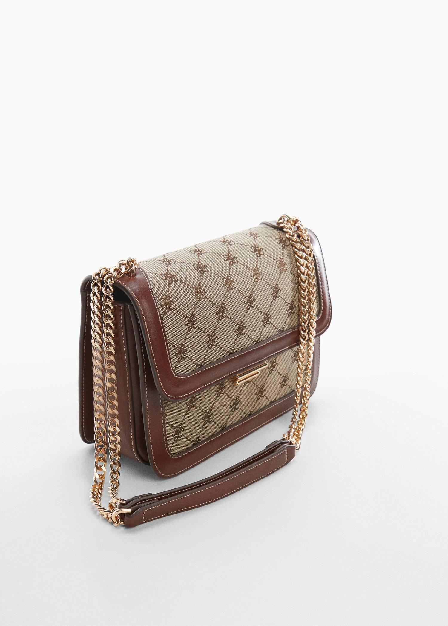 Brown Chain Jacquard Bag, , large image number 1