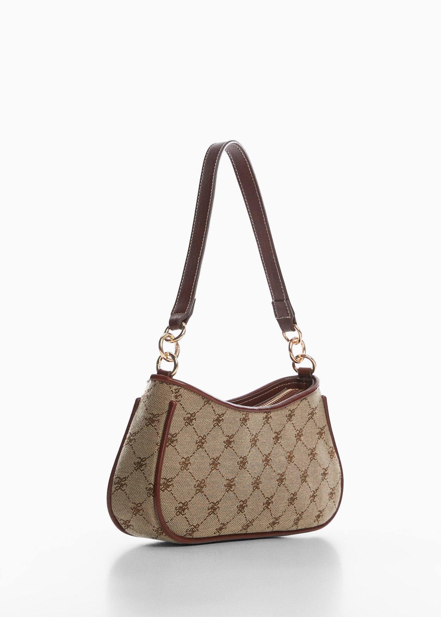 Brown Jacquard Shoulder Bag, , large image number 1