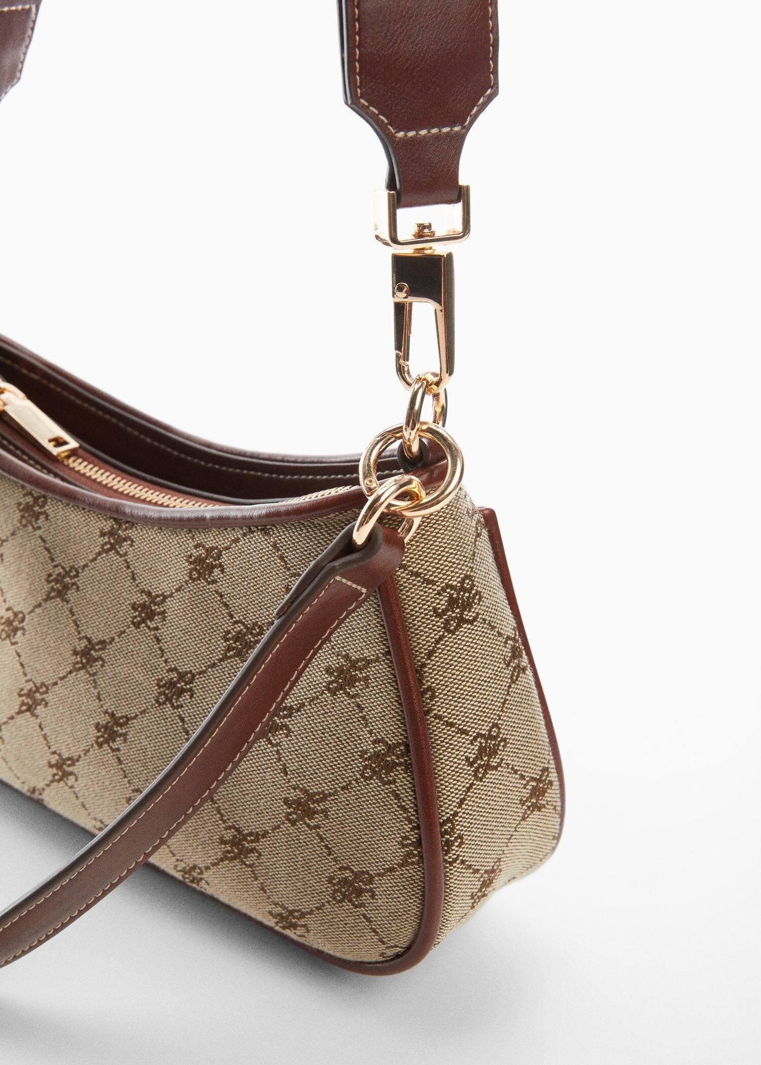 Brown Jacquard Shoulder Bag, , large image number 2