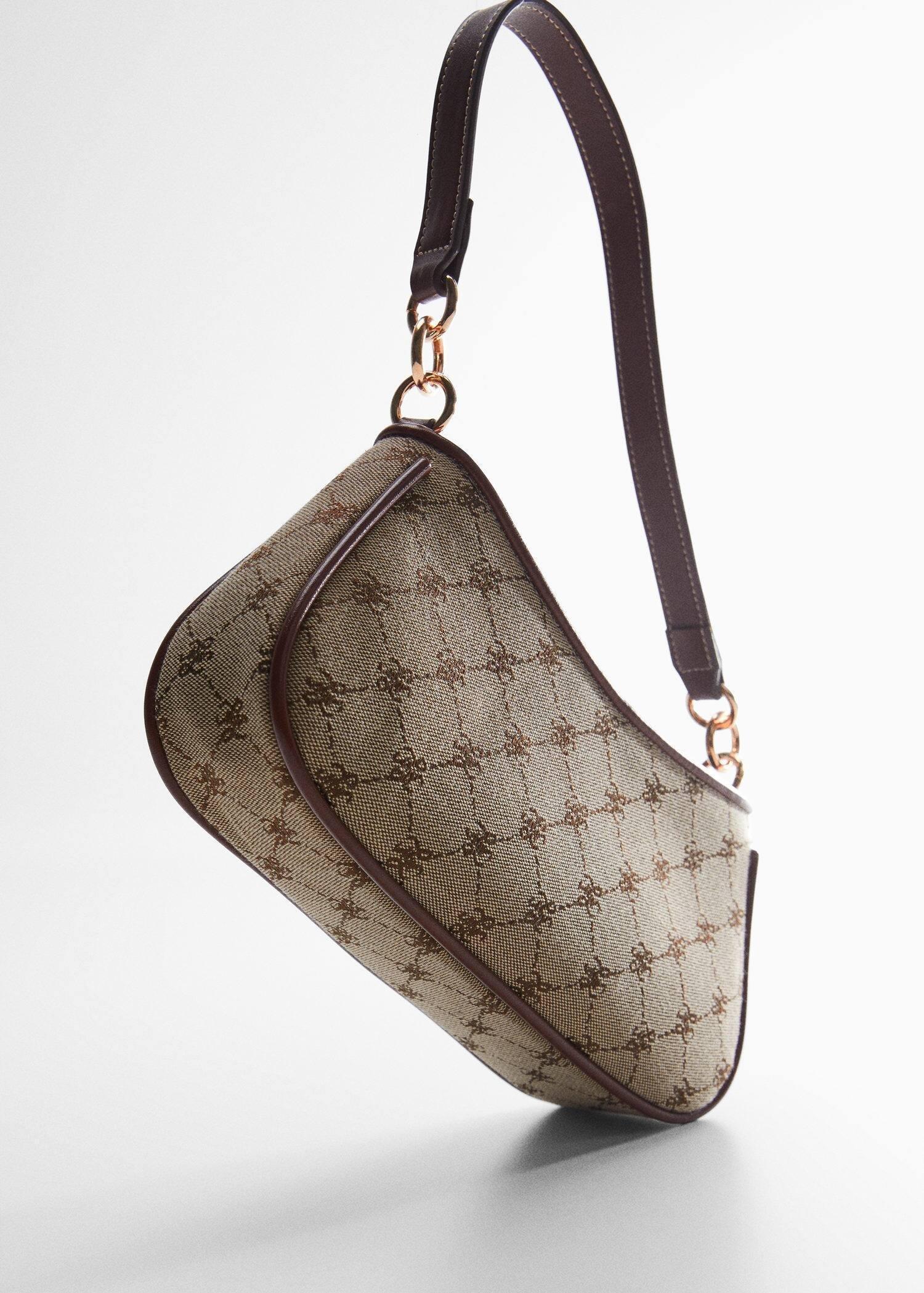 Brown Jacquard Shoulder Bag, , large image number 4