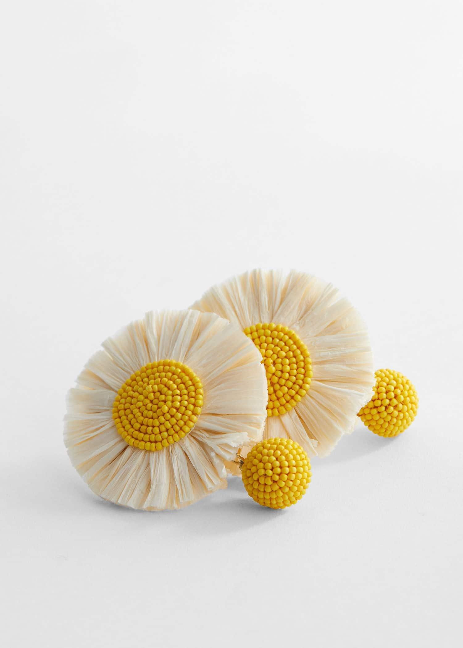 White Raffia Earrings, , large image number 1