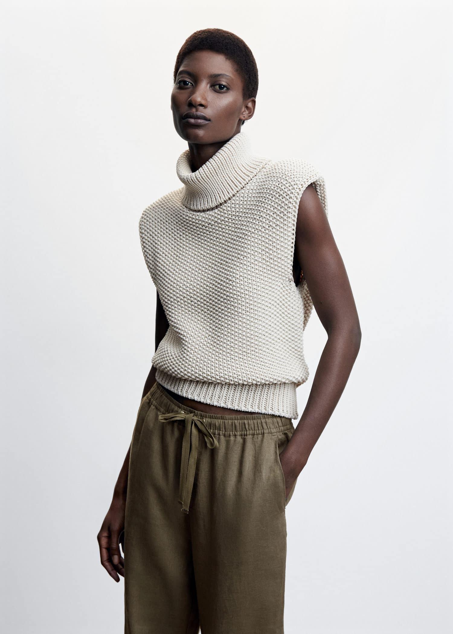 Khaki 100% Linen Trousers, , large image number 2