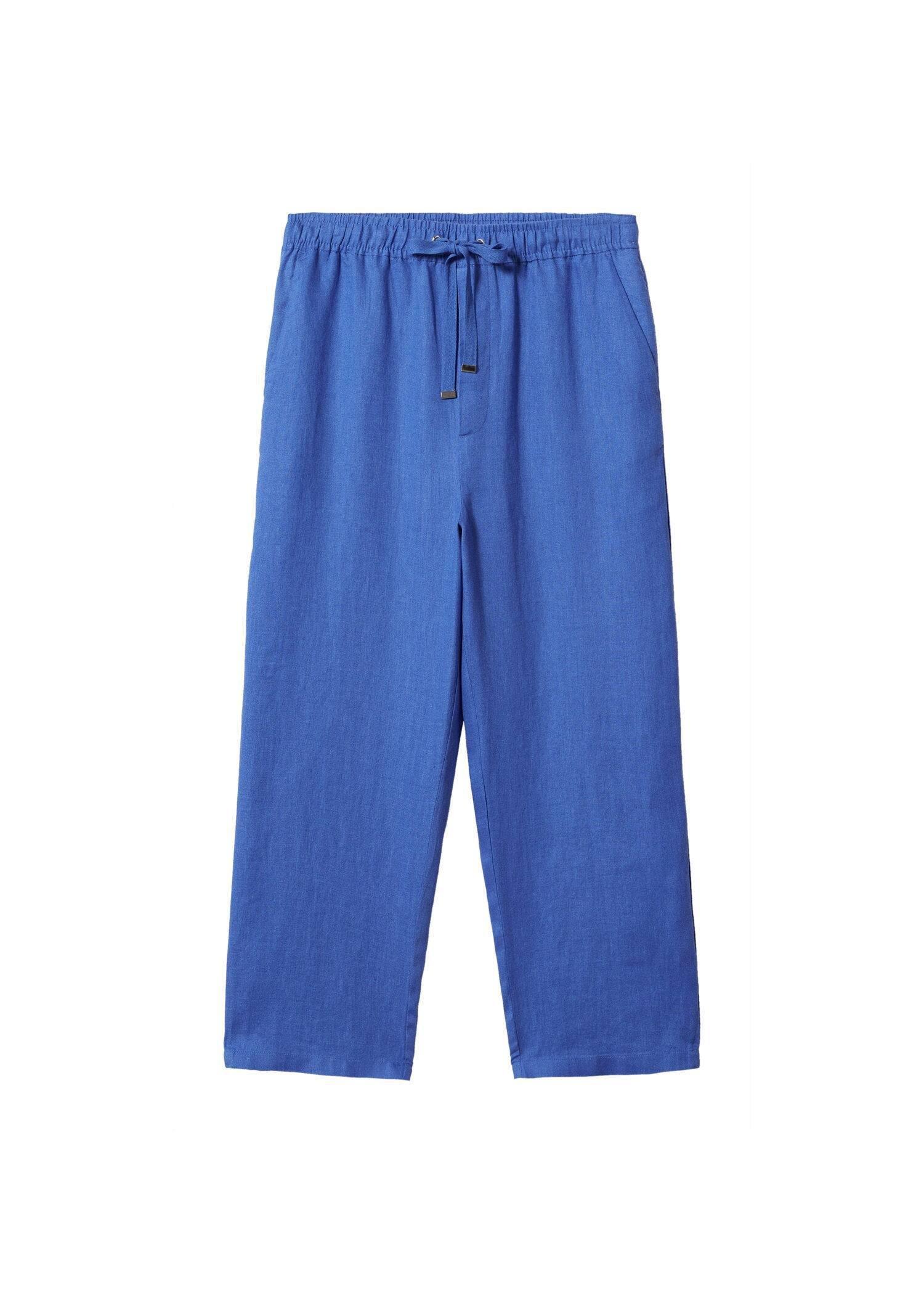 Blue 100% Linen Trousers, , large image number 7
