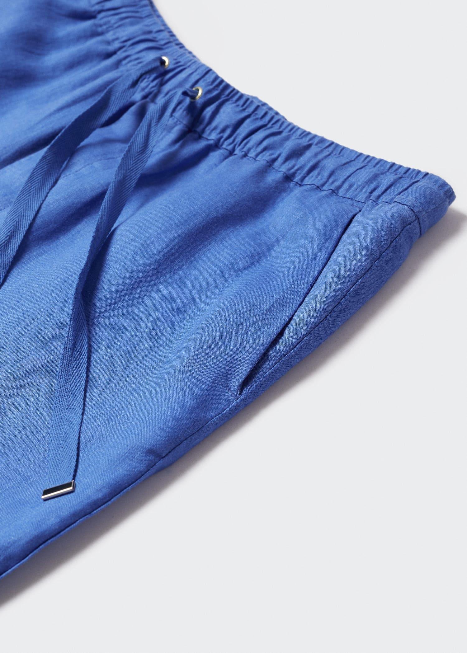 Blue 100% Linen Trousers, , large image number 8