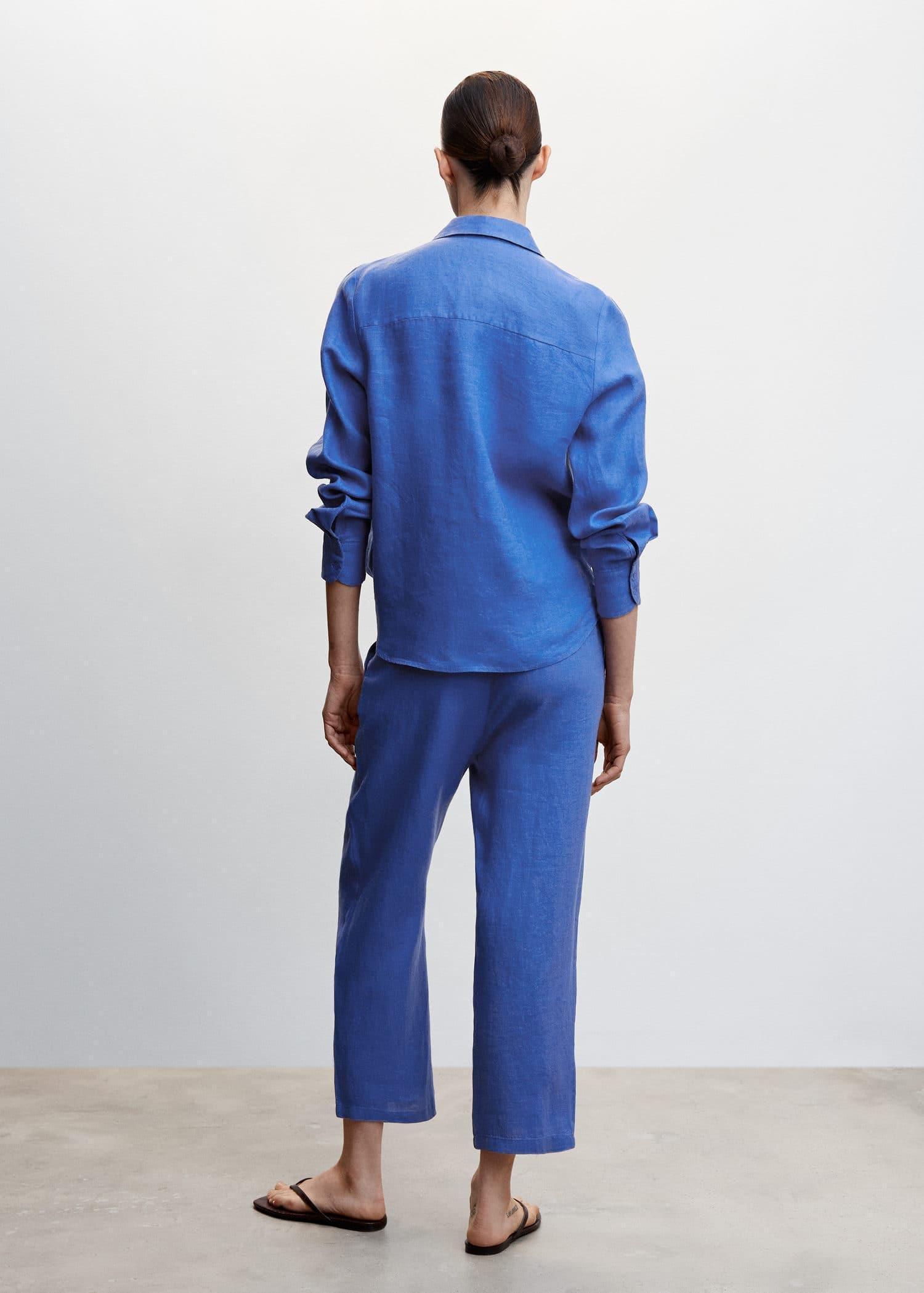 Blue 100% Linen Trousers, , large image number 9
