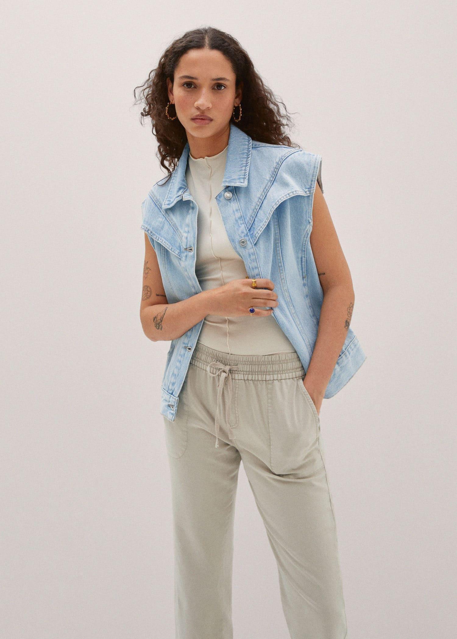 Beige Slouchy Jeans With Drawstring, , large image number 1