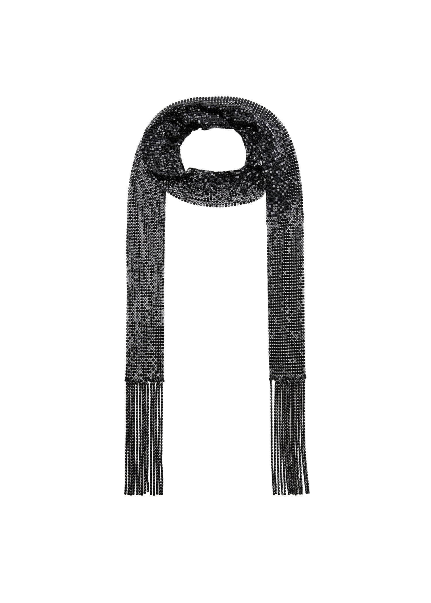 Black Fine Metal Mesh Scarf, , large image number 0