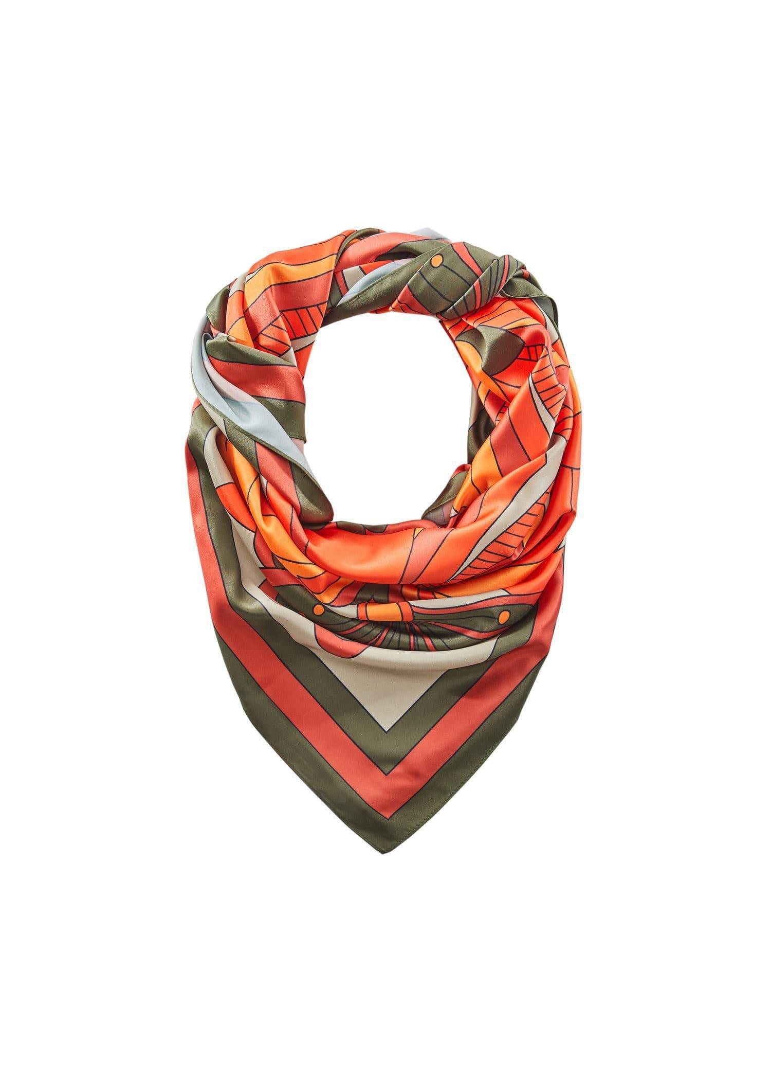 Orange Floral Printed Scarf, , large image number 0