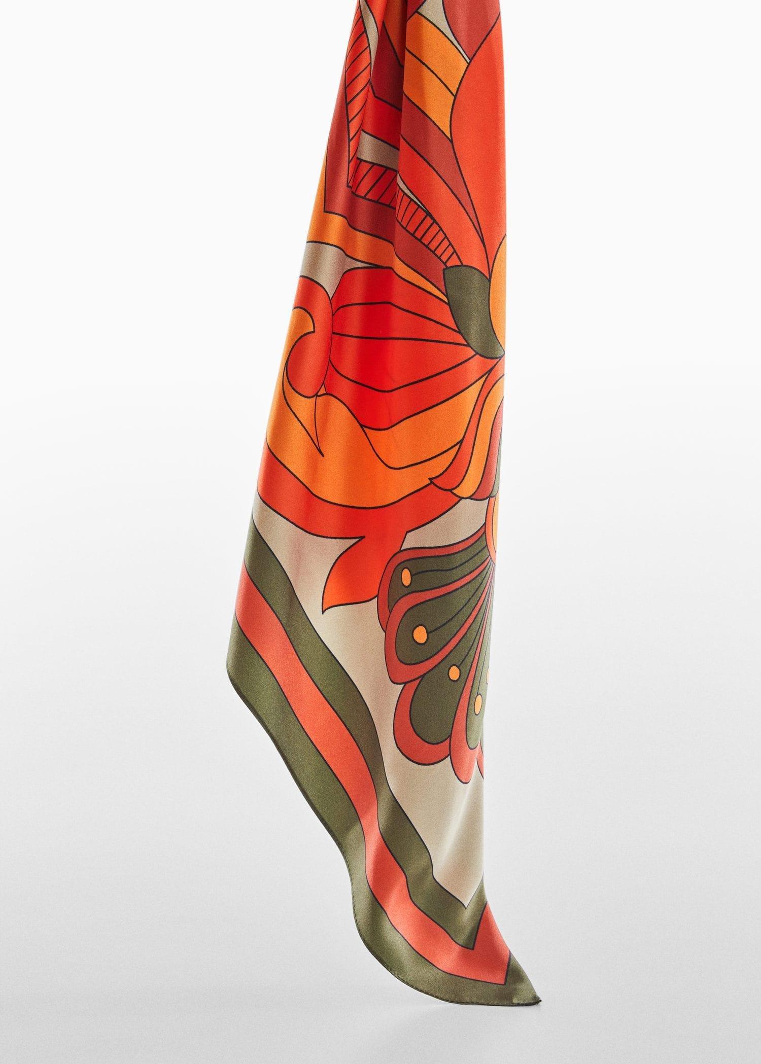 Orange Floral Printed Scarf, , large image number 1