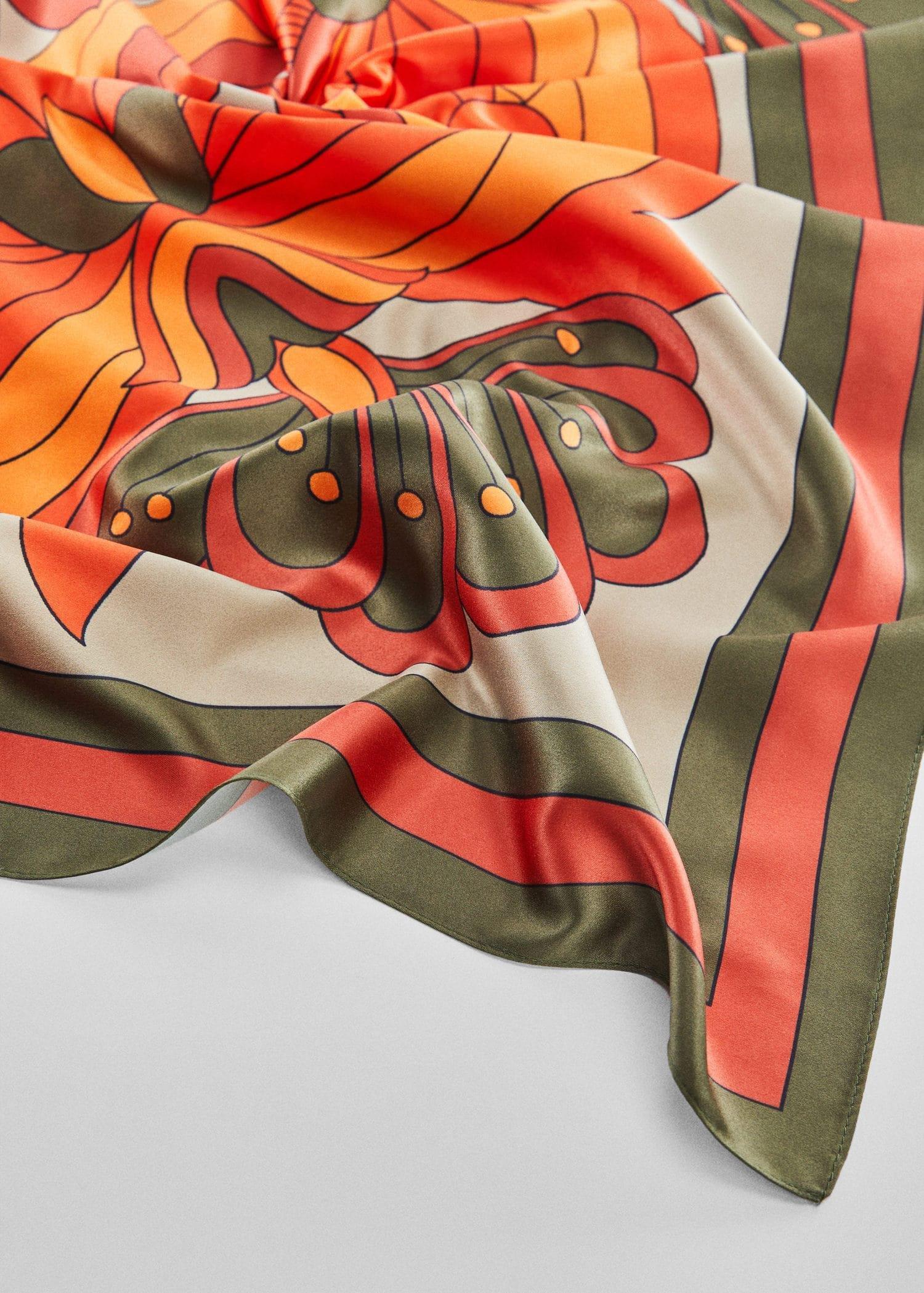 Orange Floral Printed Scarf, , large image number 2