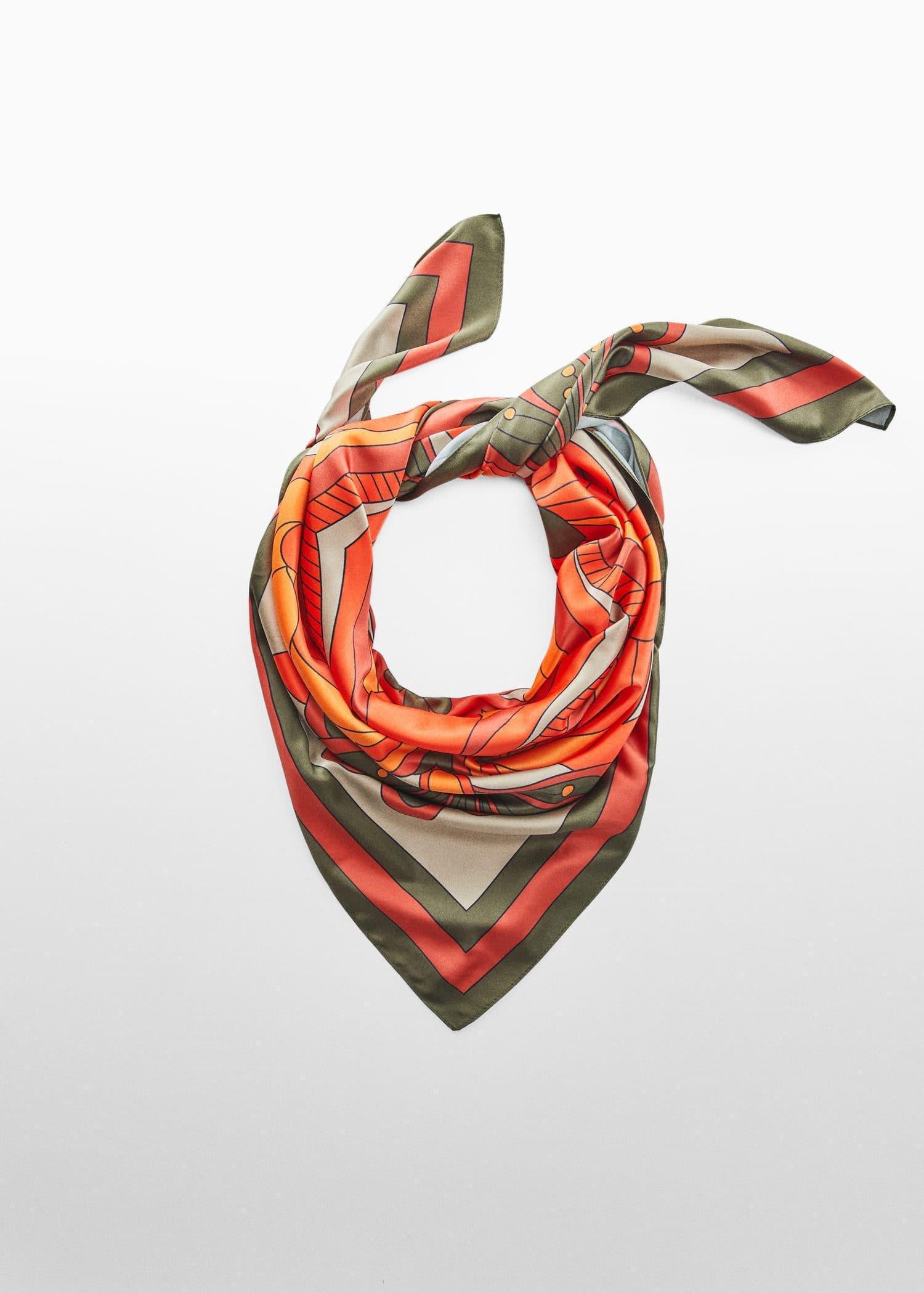 Orange Floral Printed Scarf, , large image number 3