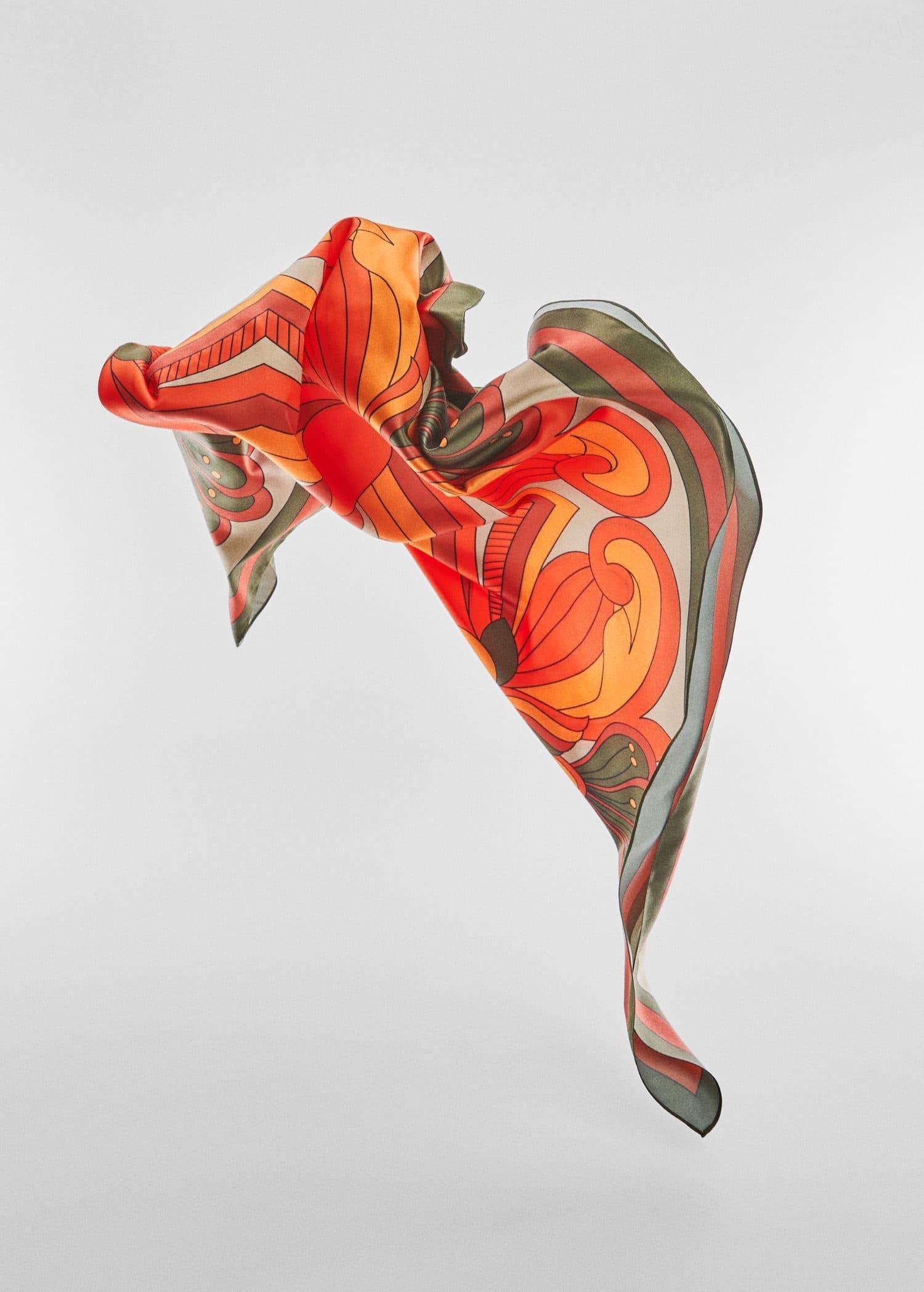 Orange Floral Printed Scarf, , large image number 4