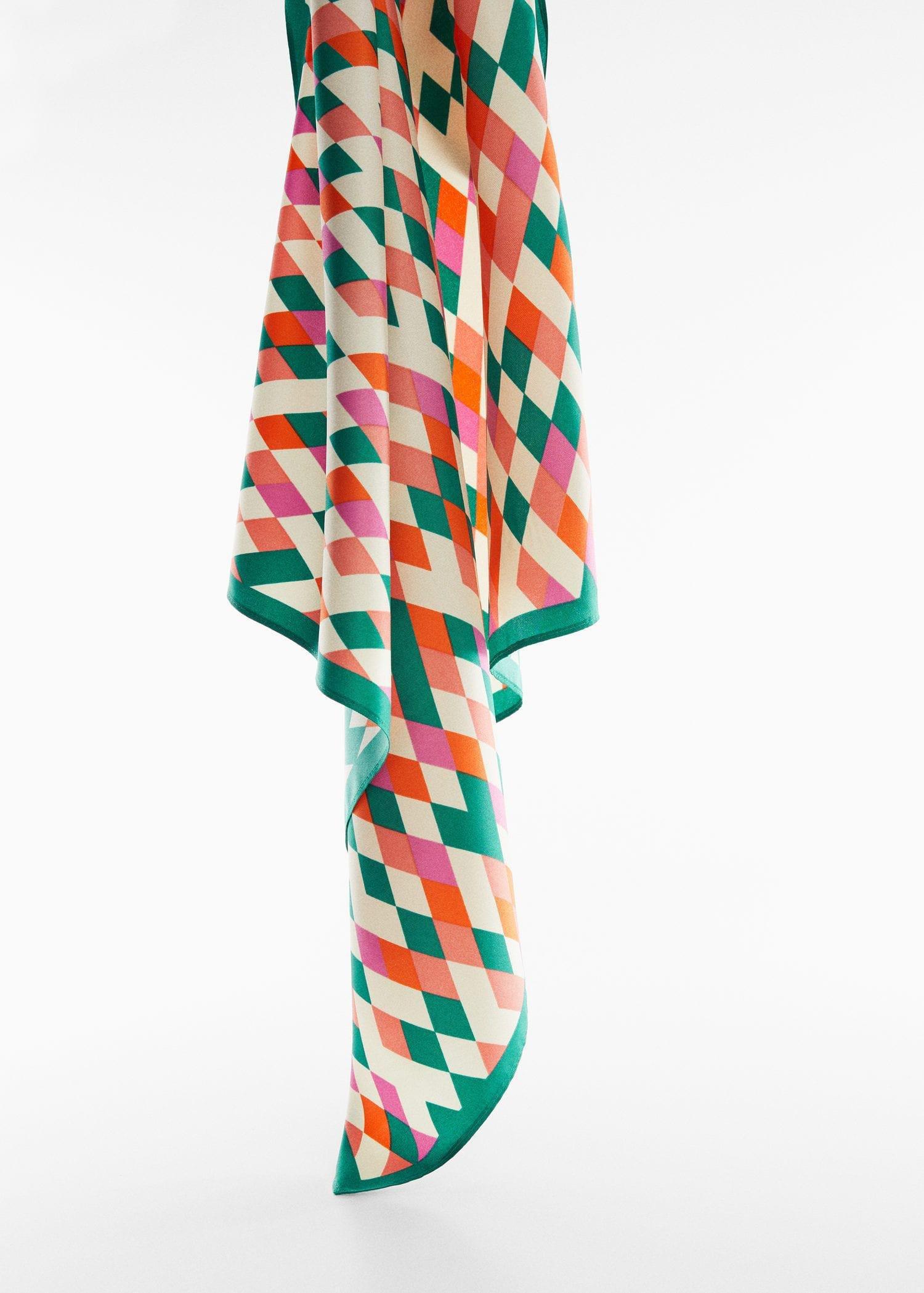 Pink Geometric Printed Foulard, , large image number 1