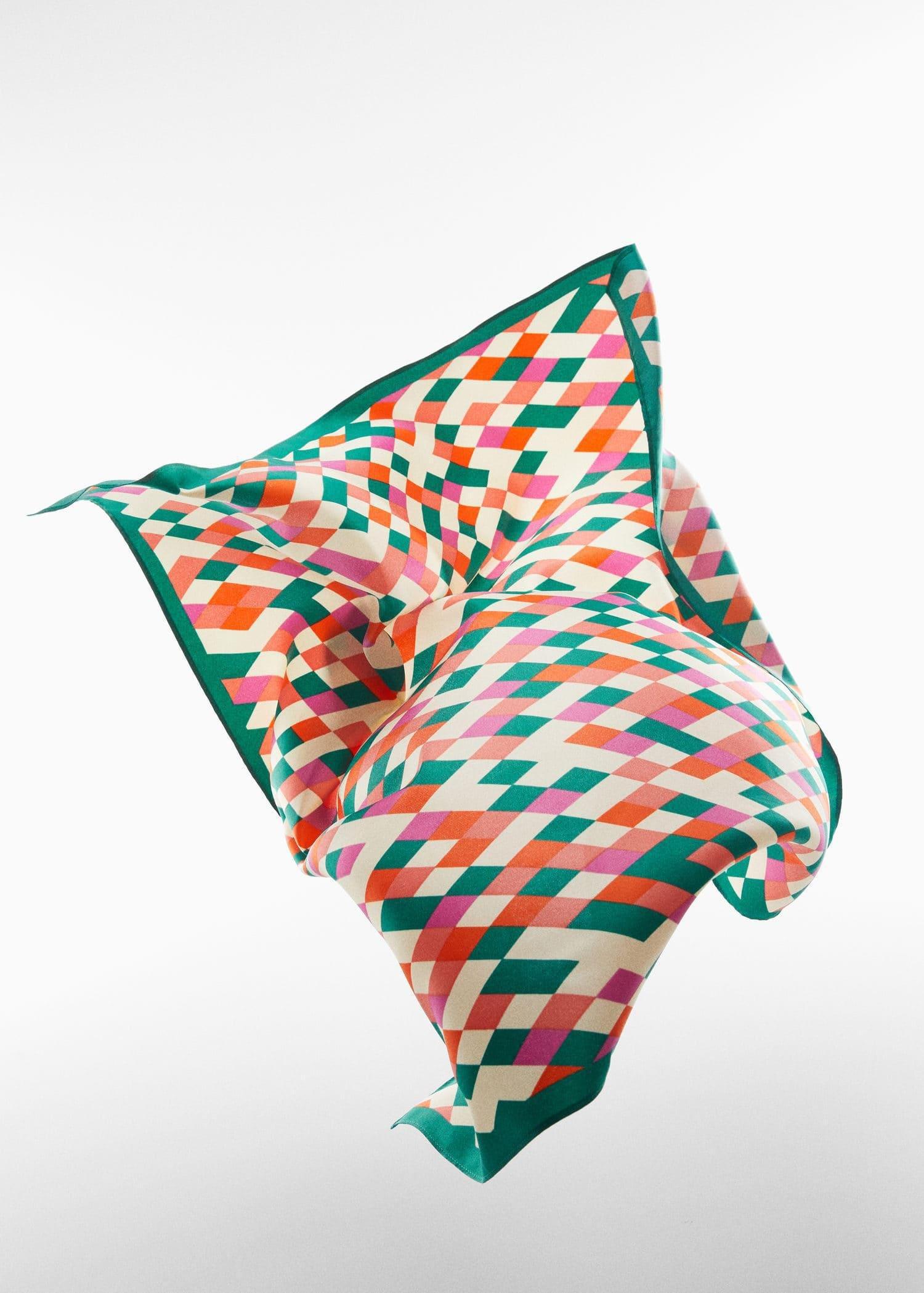 Pink Geometric Printed Foulard, , large image number 4
