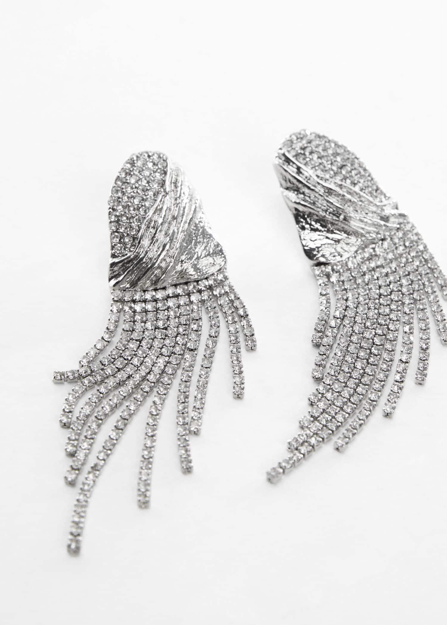Silver Crystal Waterfall Earrings, , large image number 1