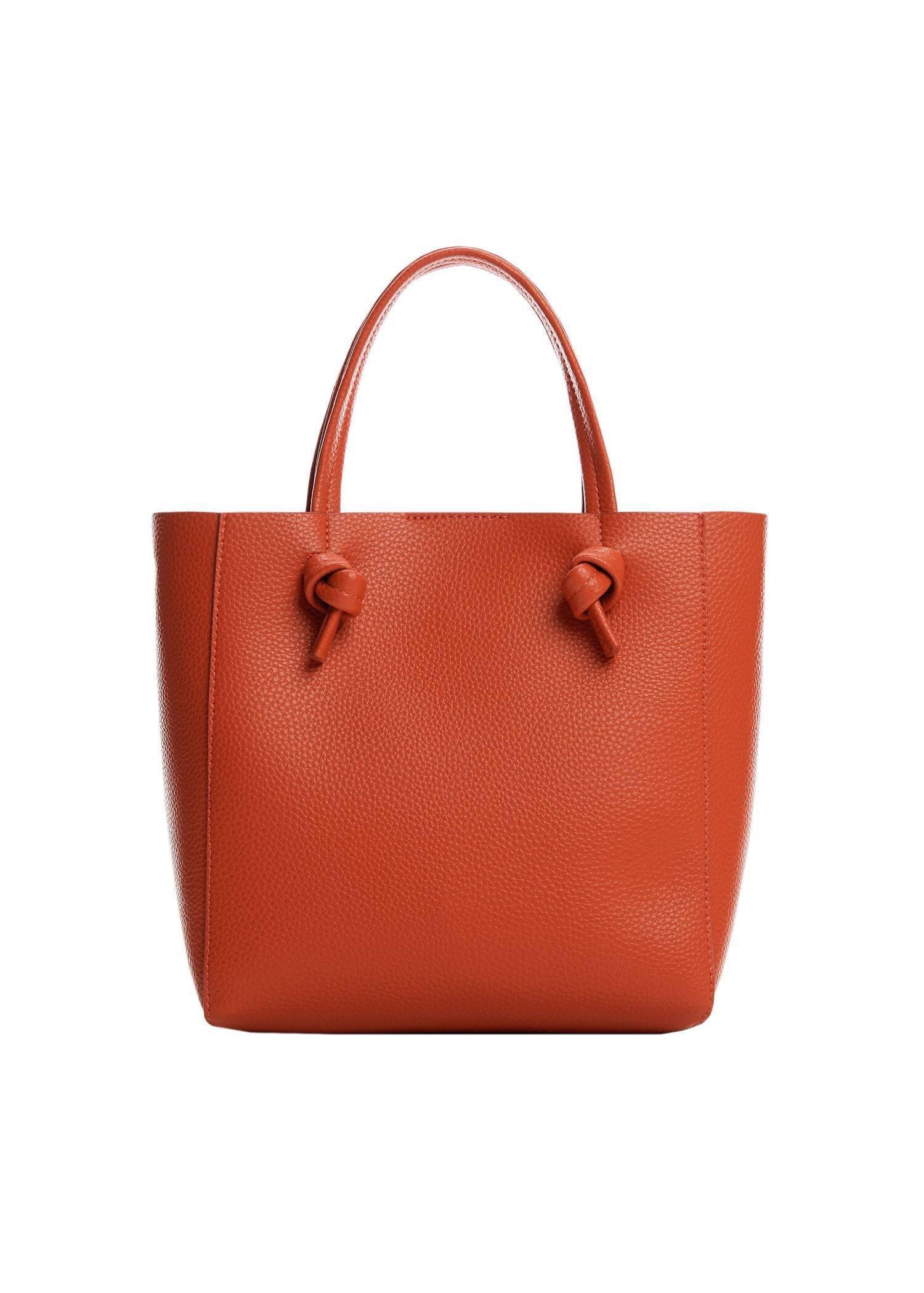 Orange Bolso Mini Shopper Nudos, , large image number 0