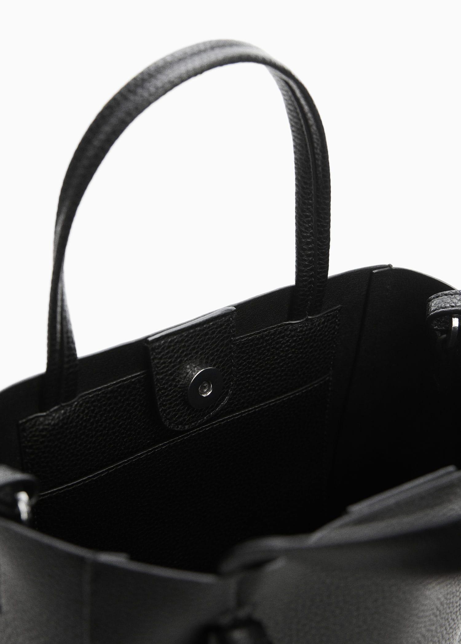 Black Bolso Mini Shopper Nudos, , large image number 2