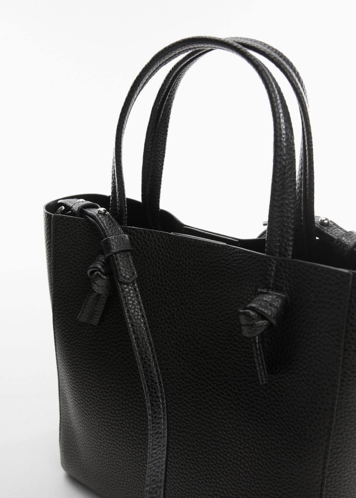Black Bolso Mini Shopper Nudos, , large image number 3