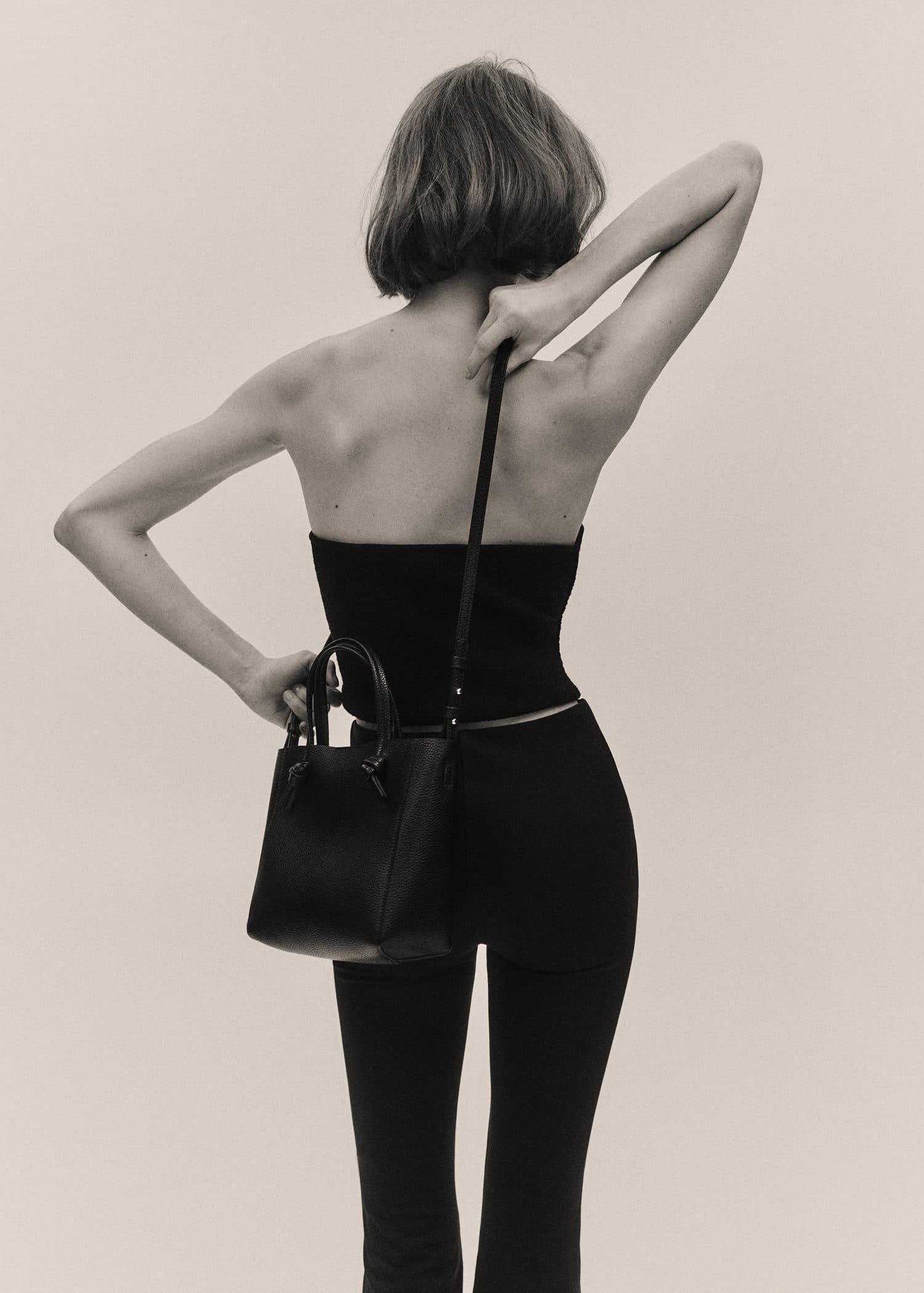 Black Bolso Mini Shopper Nudos, , large image number 4