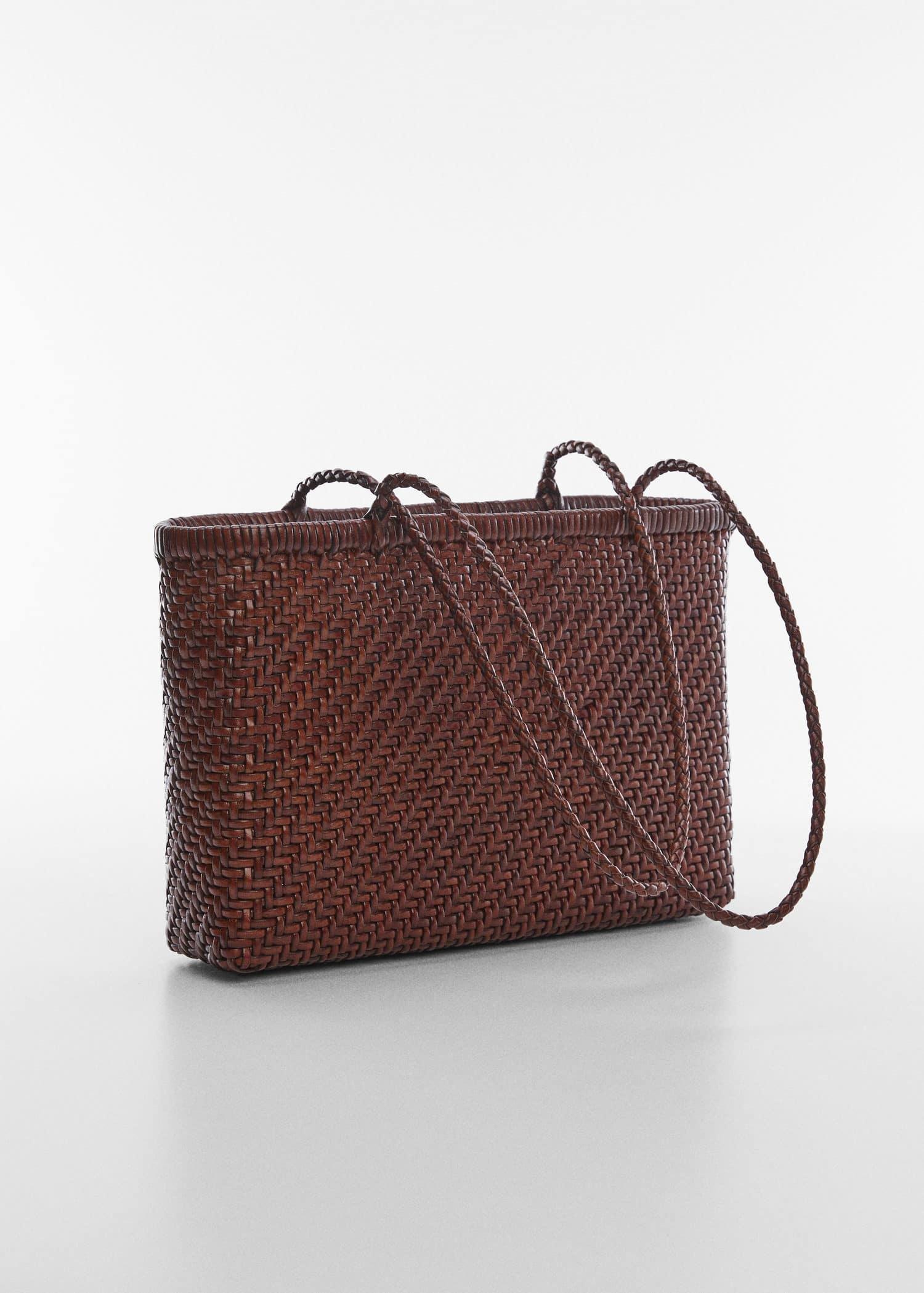 Brown Braided Leather Bag, , large image number 0