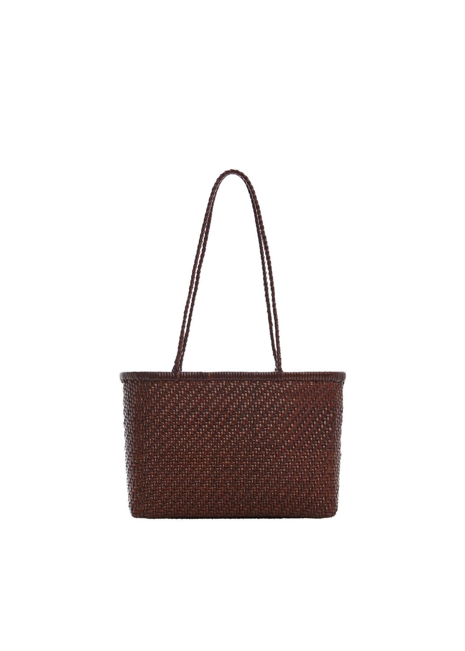 Brown Braided Leather Bag, , large image number 4