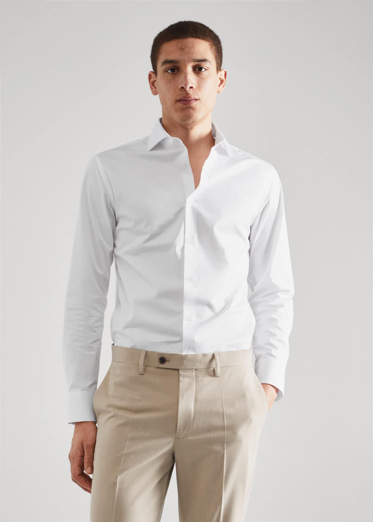 Mango White Slim Fit Cotton Suit Shirt | Azadea UAE