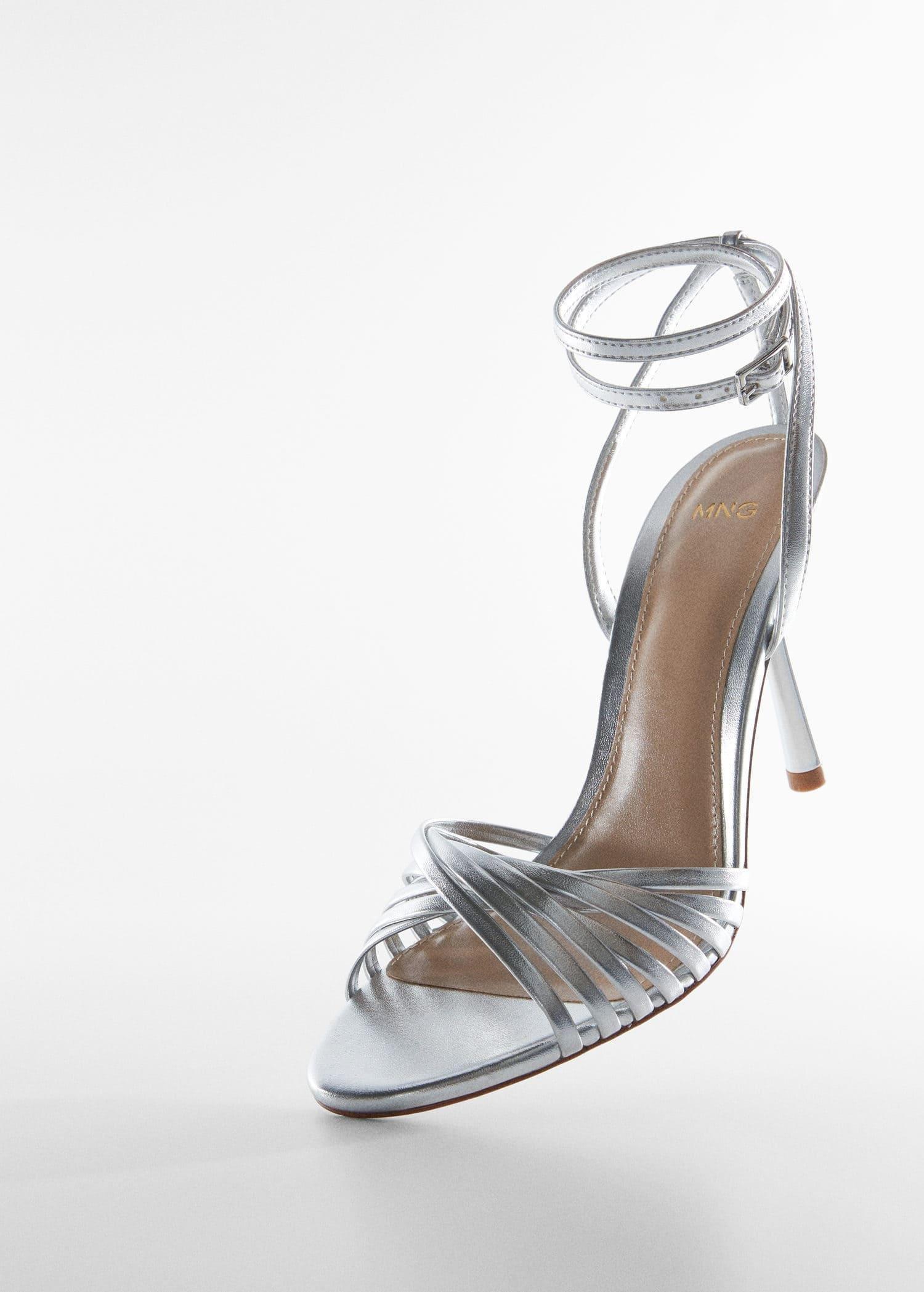 Silver Strappy Heeled Sandals, , large image number 1