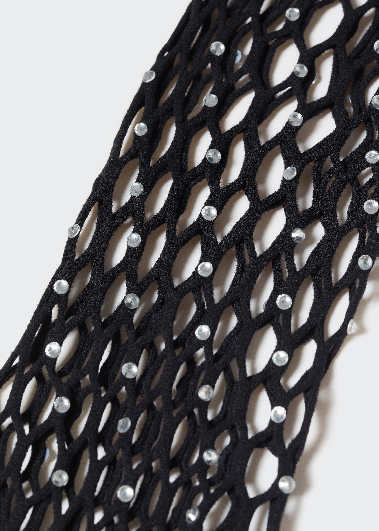 Black Fishnet Stockings With Strass Detail, , large image number 1