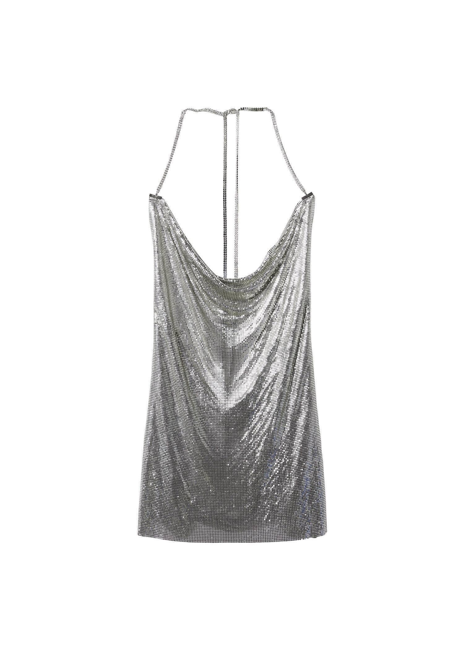 silver Metallic mesh mini dress, , large image number 2