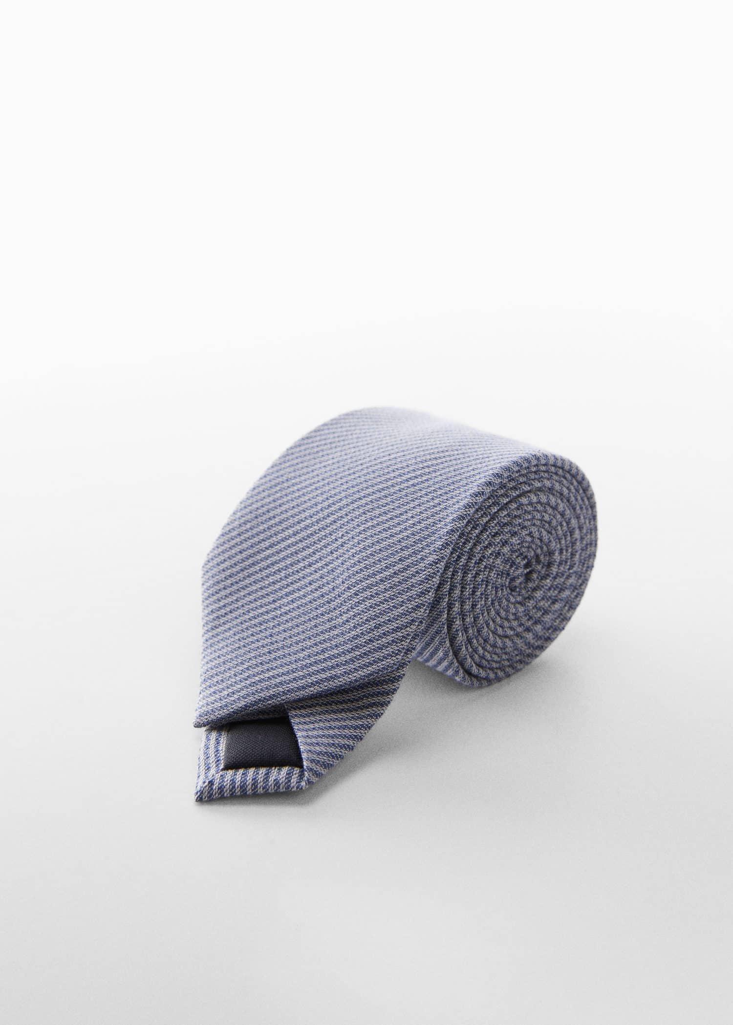 Blue Structured Cotton Tie, , large image number 0