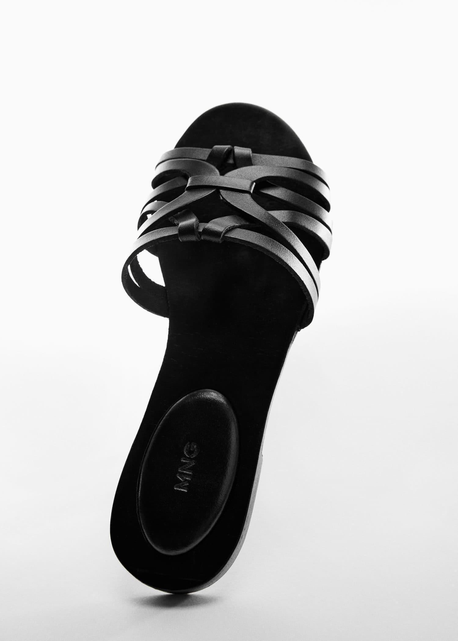 Black Leather Straps Sandals, , large image number 1