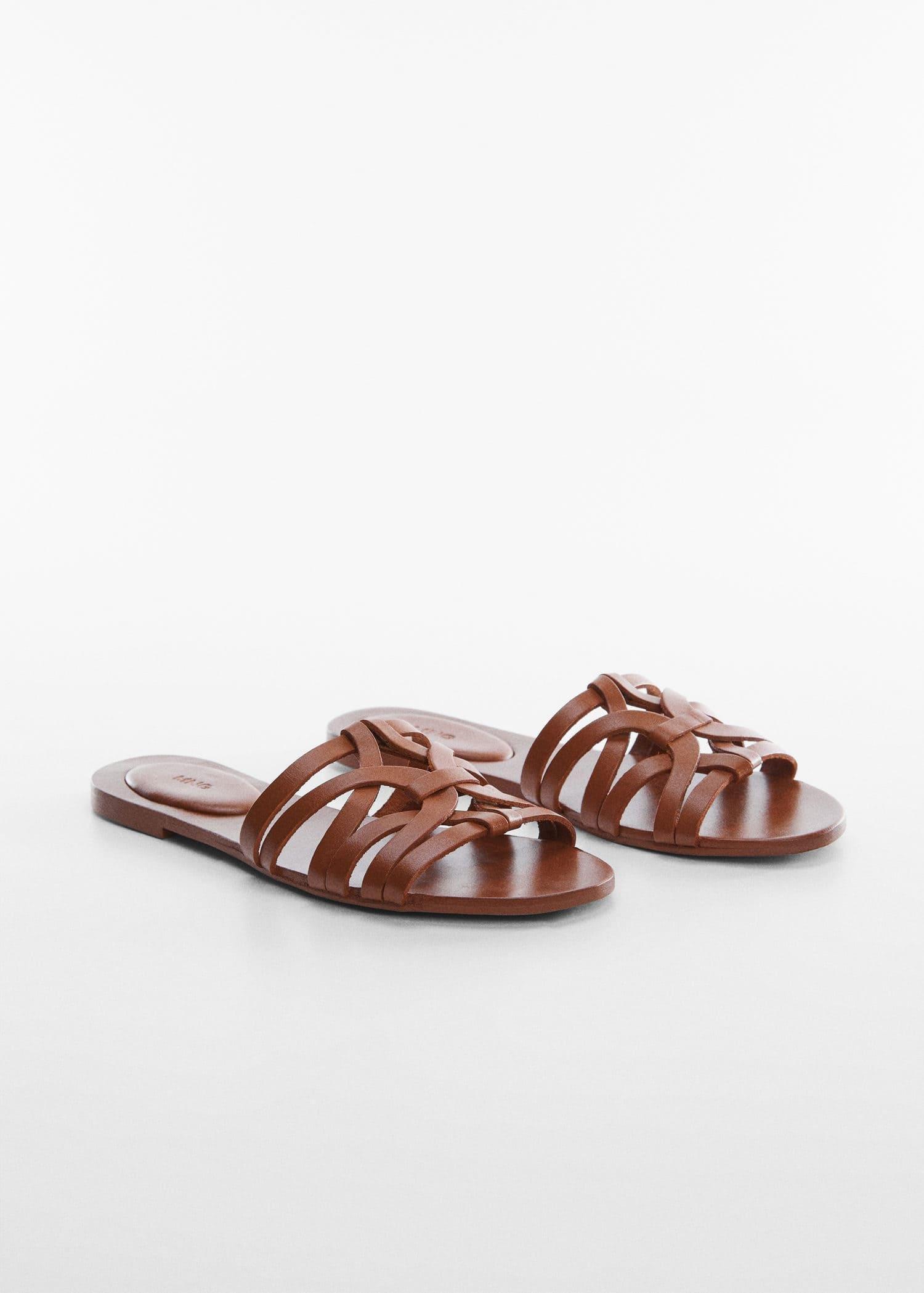 Brown Leather Straps Sandals, , large image number 0