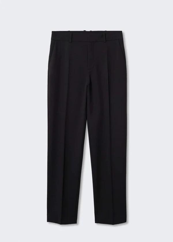 Black Straight Suit Trousers, , large image number 6