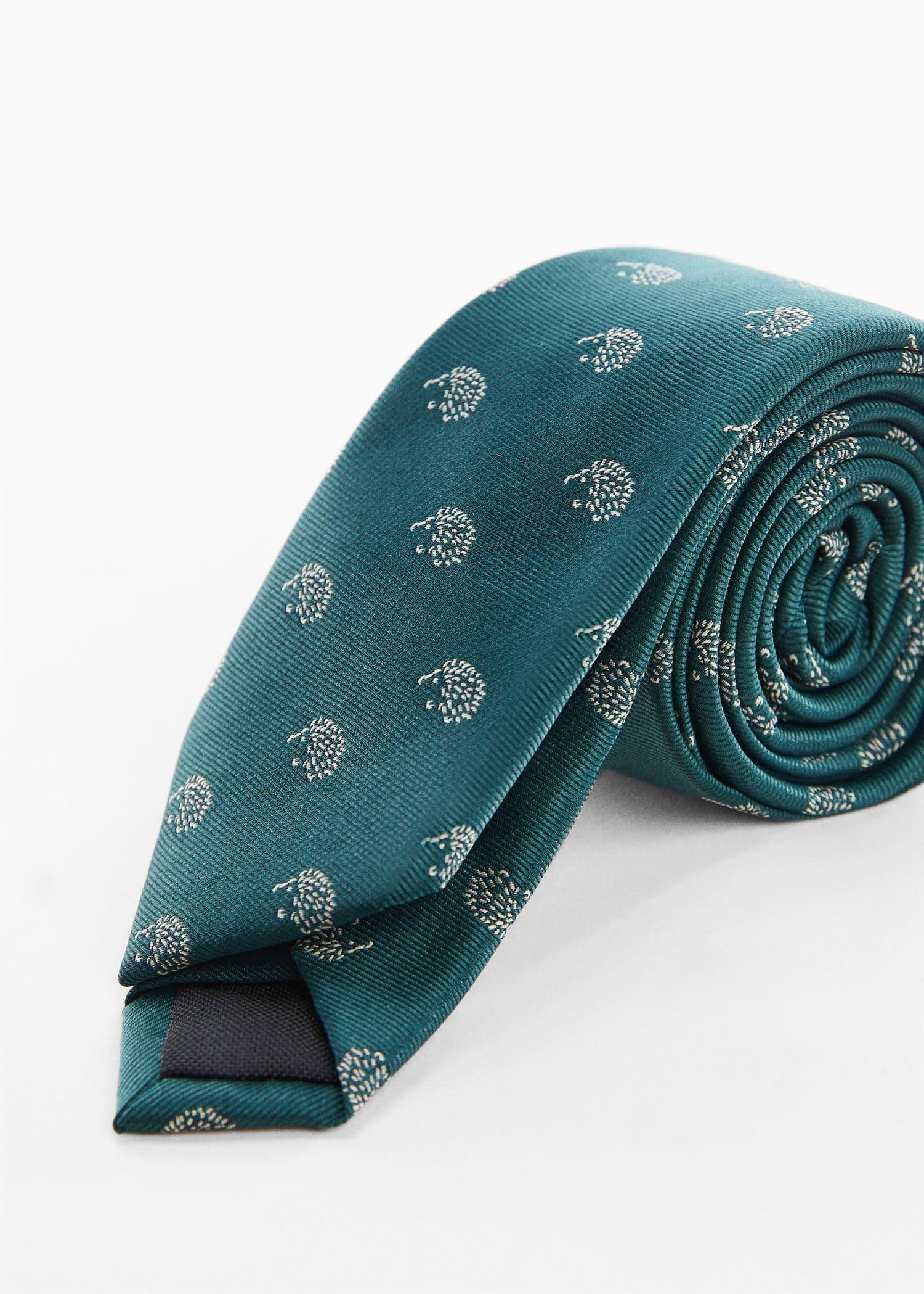Green Tie With Animals Print, , large image number 0