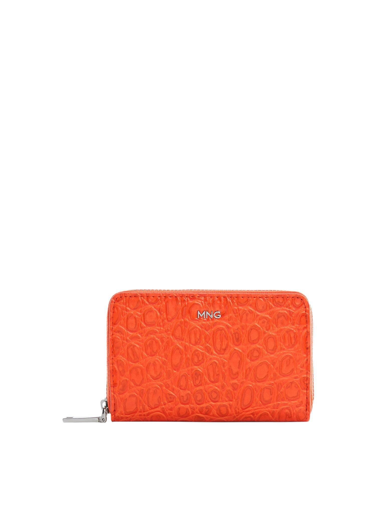 Orange Croc-Effect Wallet, , large image number 0