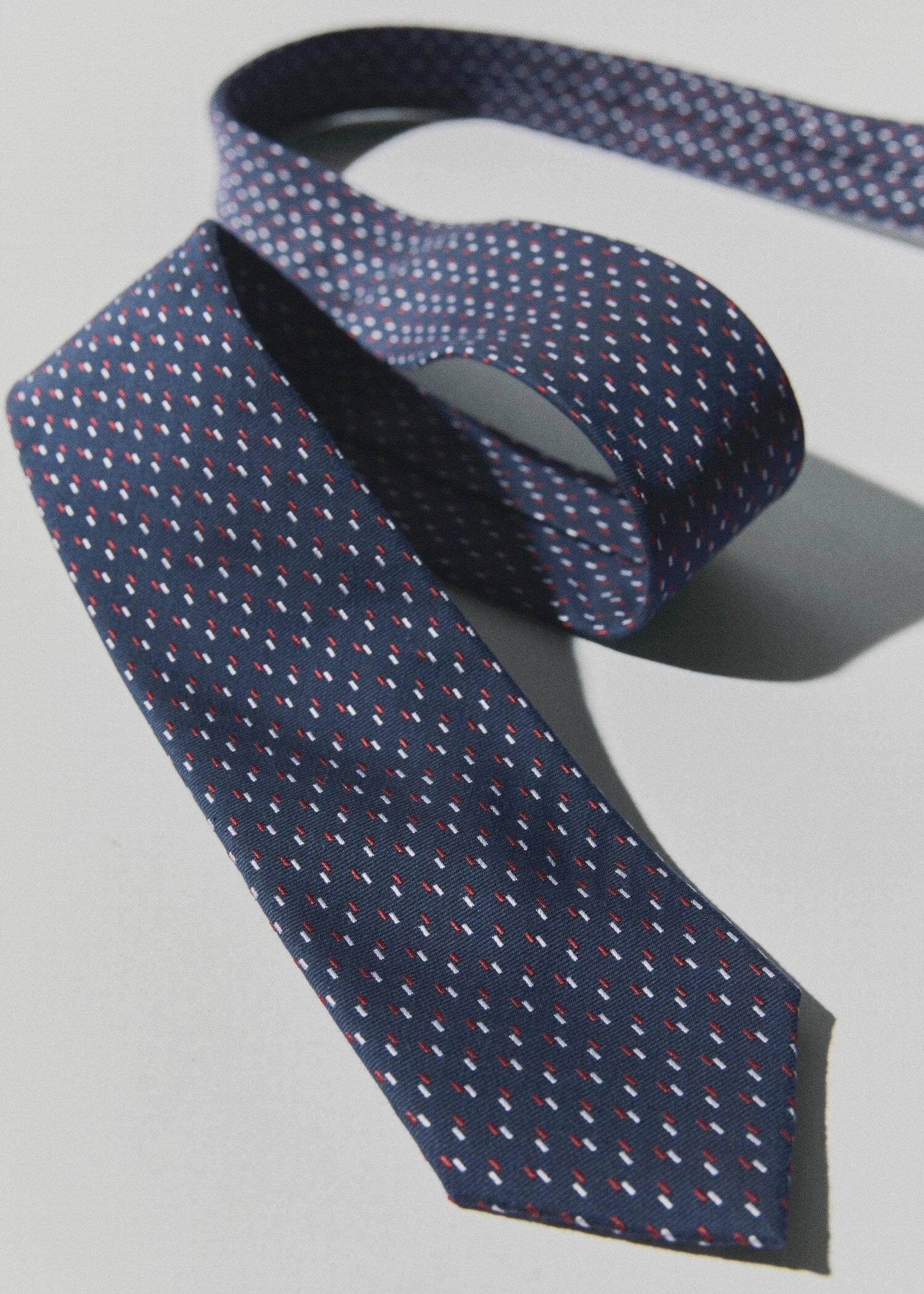 Navy Patterned Tie, , large image number 2