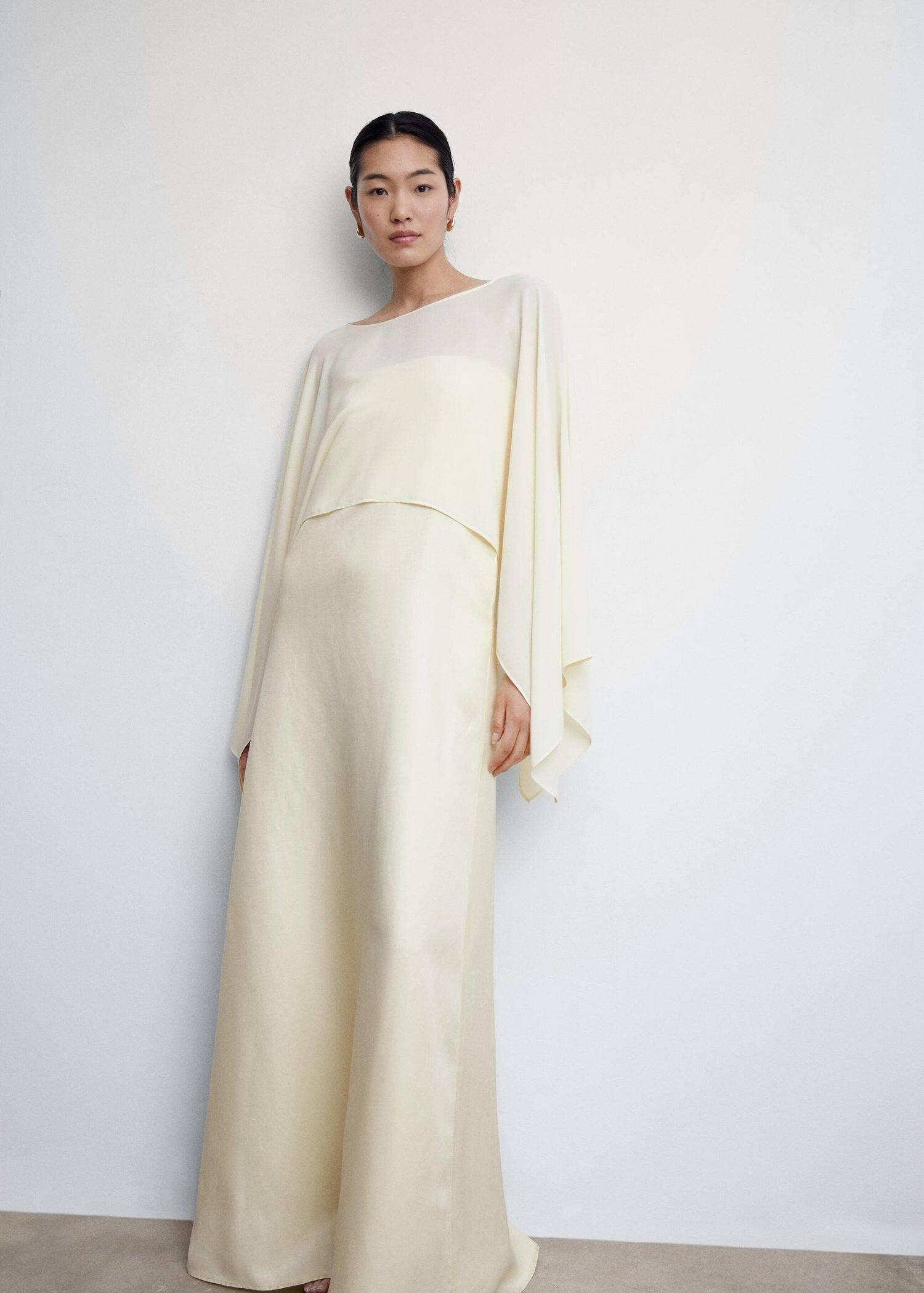White Flowing Cape Blouse, , large image number 3