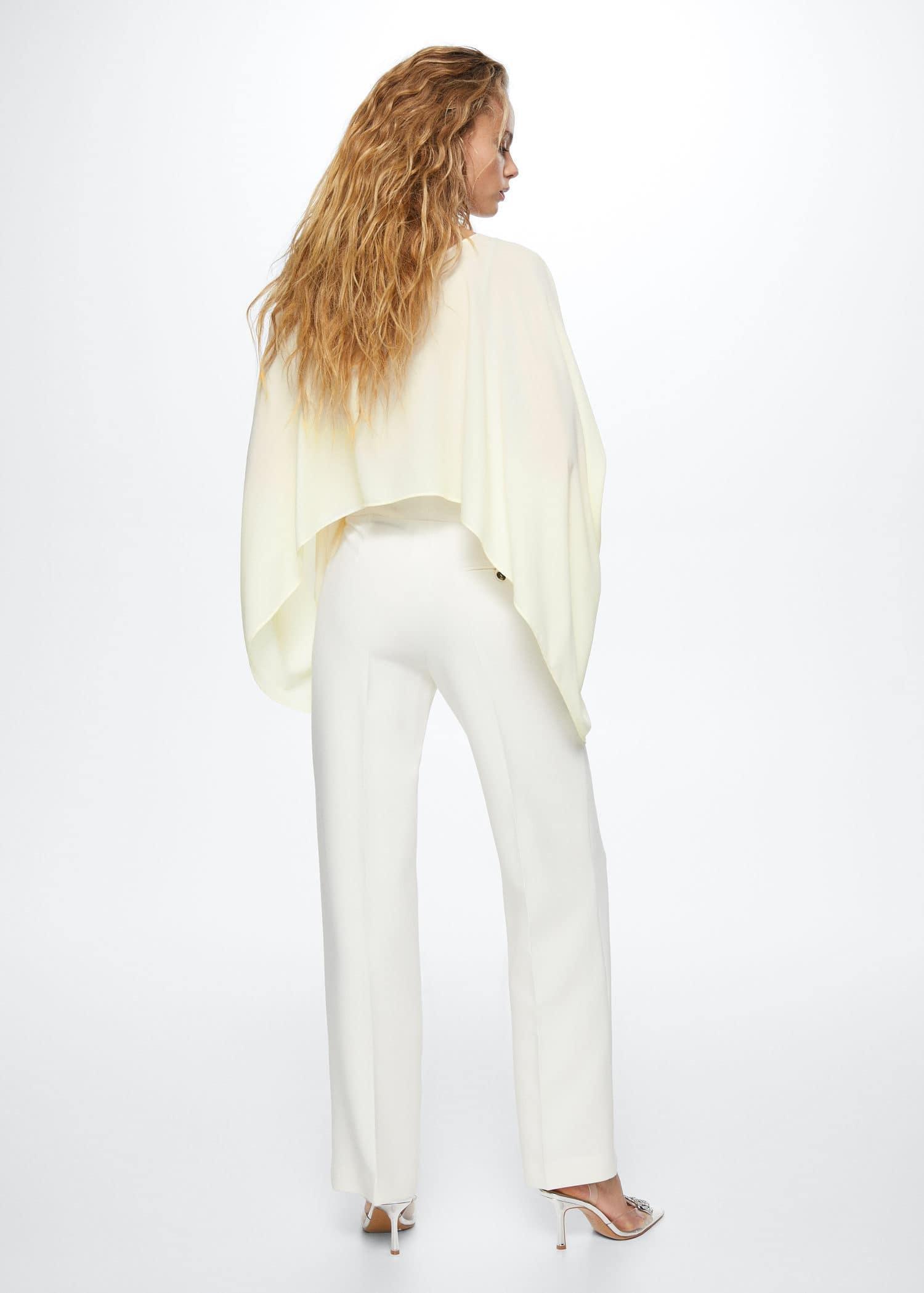 White Flowing Cape Blouse, , large image number 4