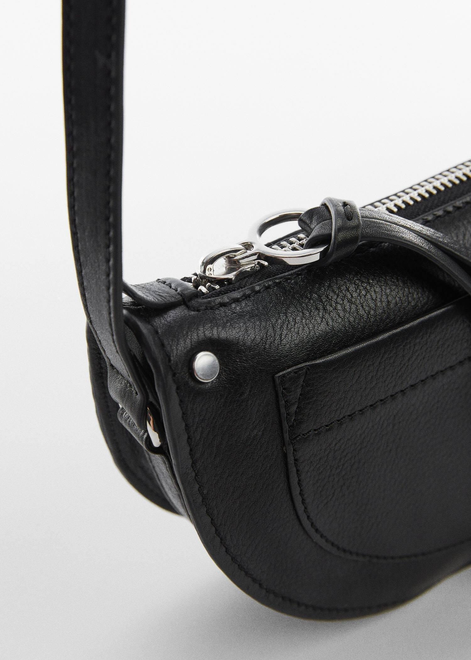 Black Leather Crossbody Bag, , large image number 2